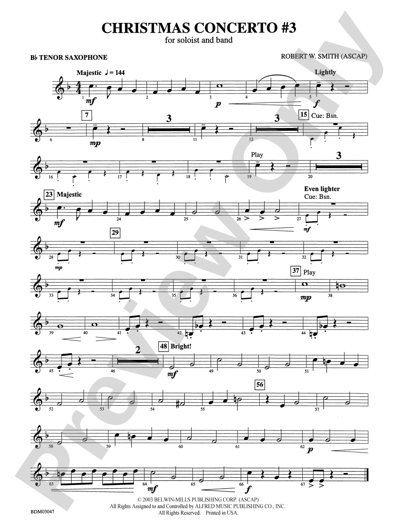 Christmas Concerto #3 (for Soloist and Band): B-flat Tenor Saxophone