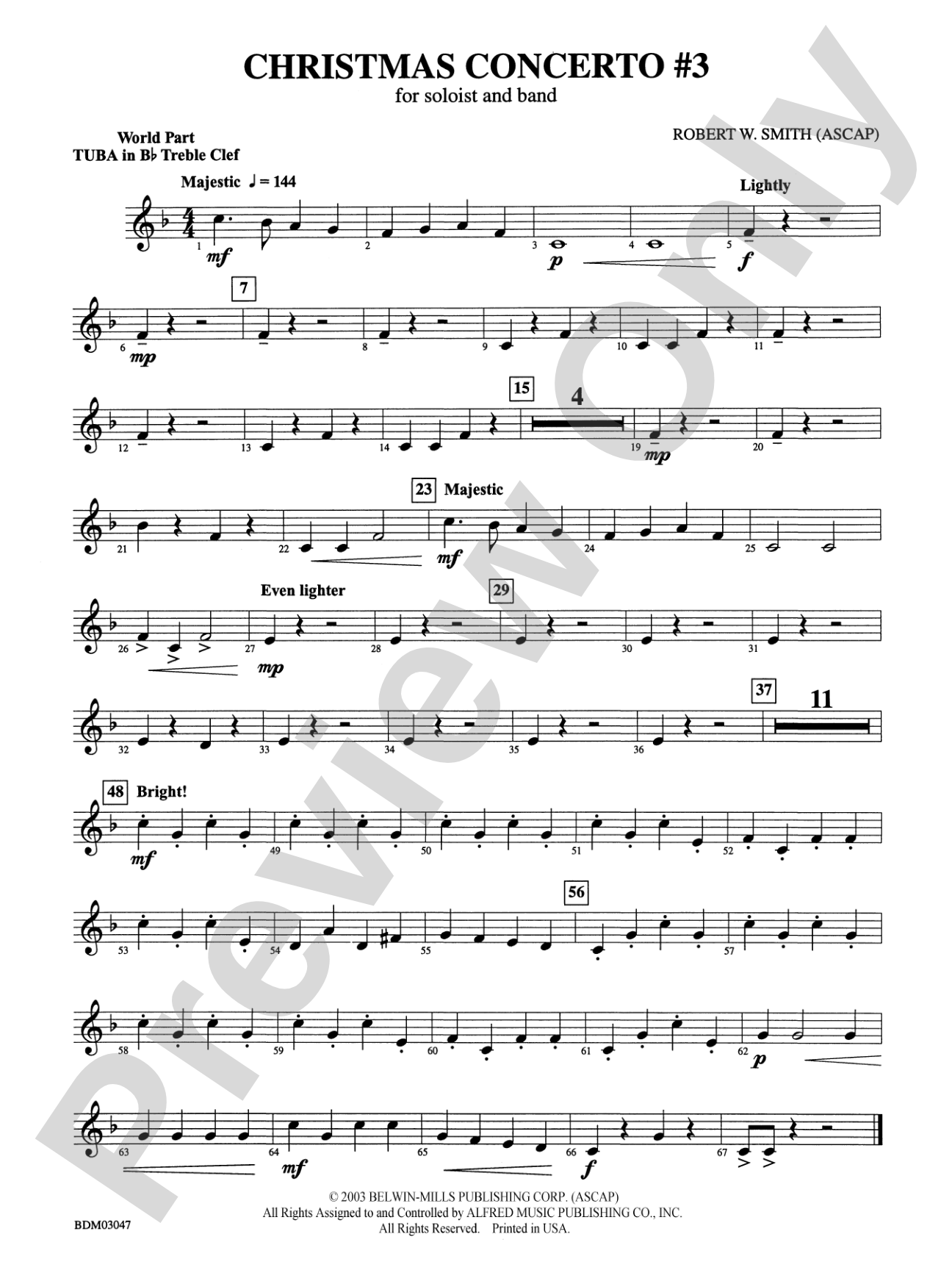 Christmas Concerto #3 (for Soloist and Band): (wp) B-flat Tuba T.C.