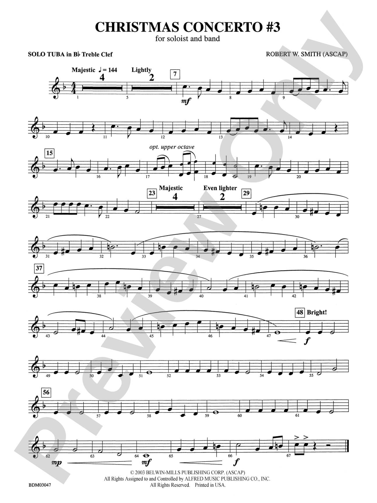 Christmas Concerto #3 (for Soloist and Band): (wp) B-flat Tuba T.C.
