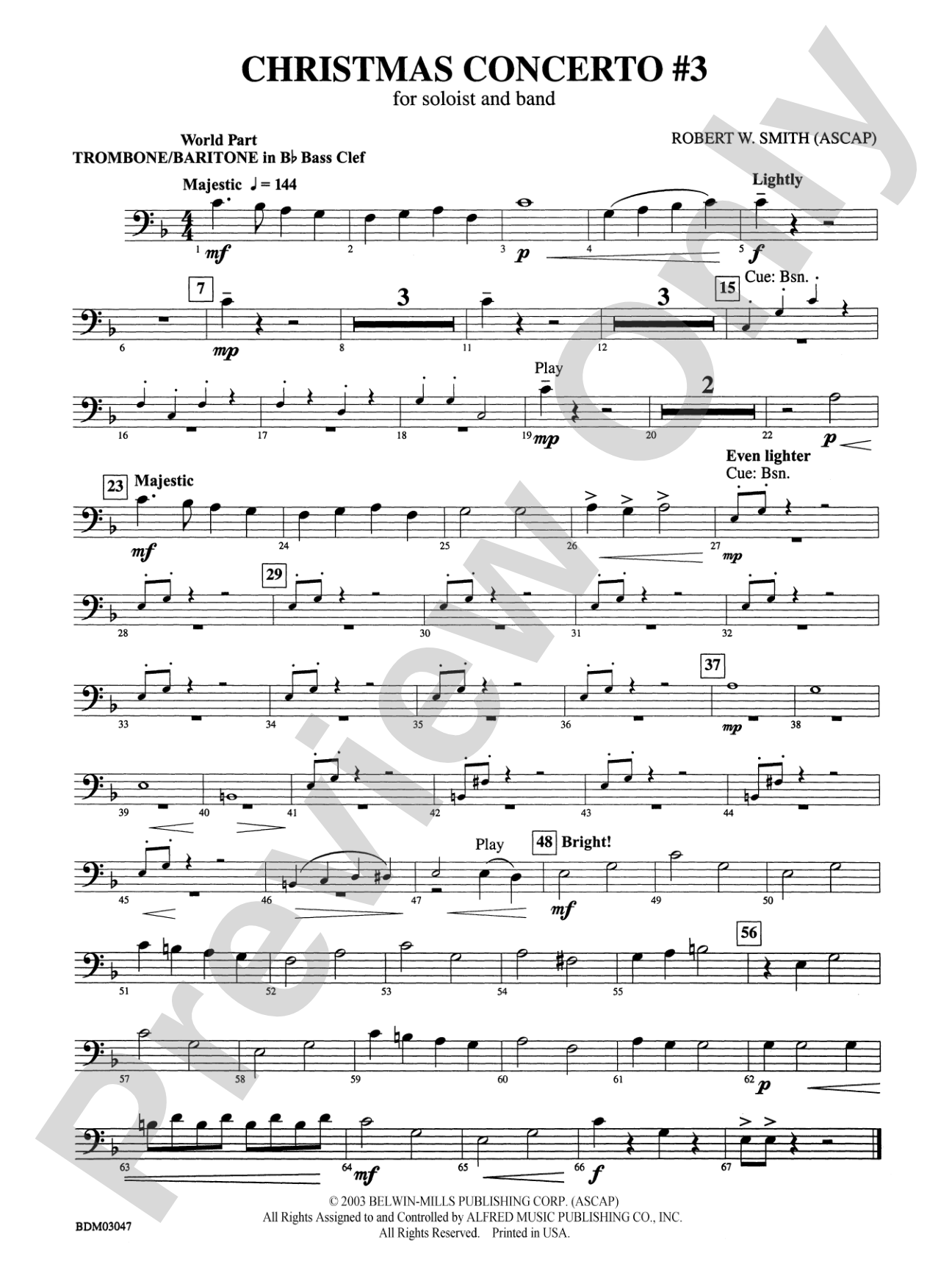 Christmas Concerto #3 (for Soloist and Band): (wp) 1st B-flat Trombone B.C.