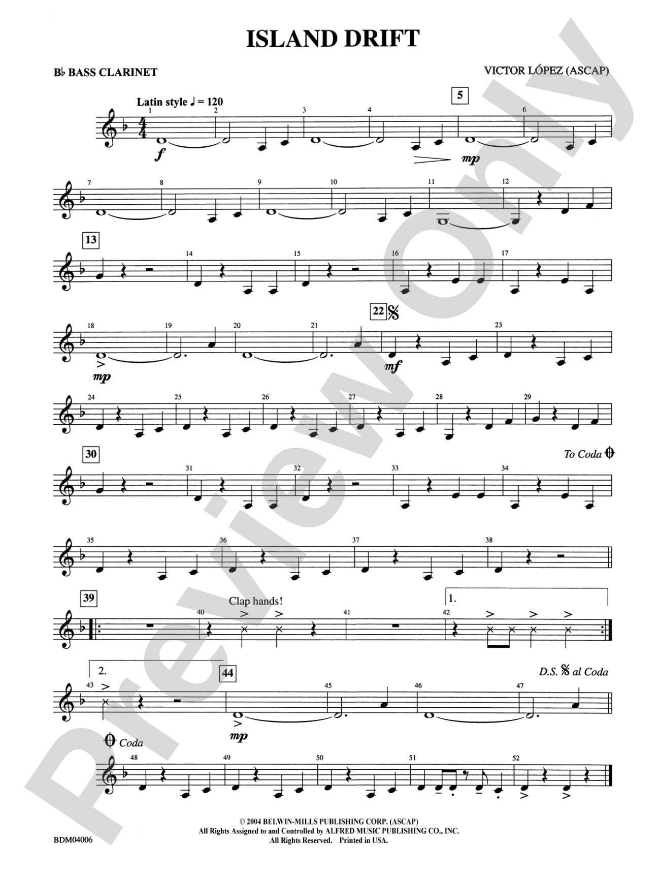 Island Drift: B-flat Bass Clarinet