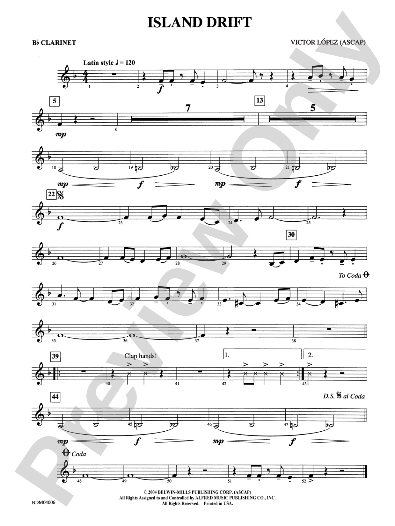 Island Drift: 1st B-flat Clarinet