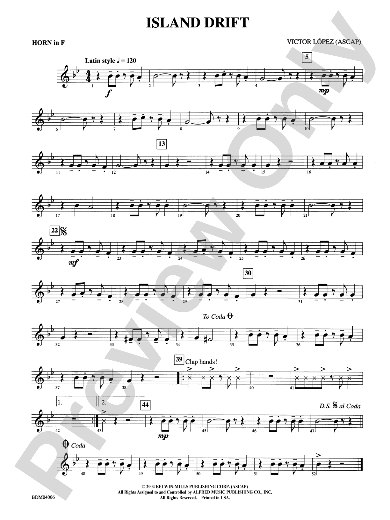 Island Drift: 1st F Horn