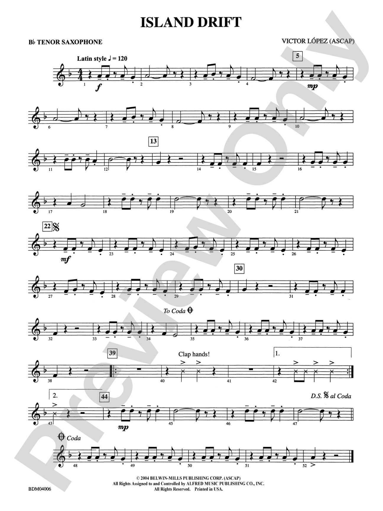 Island Drift: B-flat Tenor Saxophone
