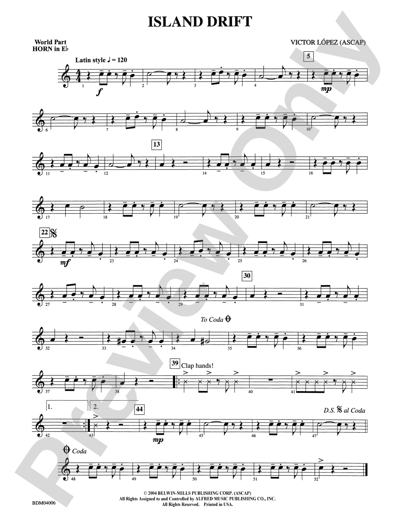 Island Drift: (wp) 1st Horn in E-flat
