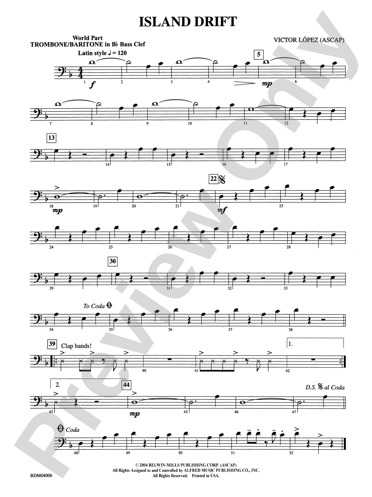 Island Drift: (wp) 1st B-flat Trombone B.C.