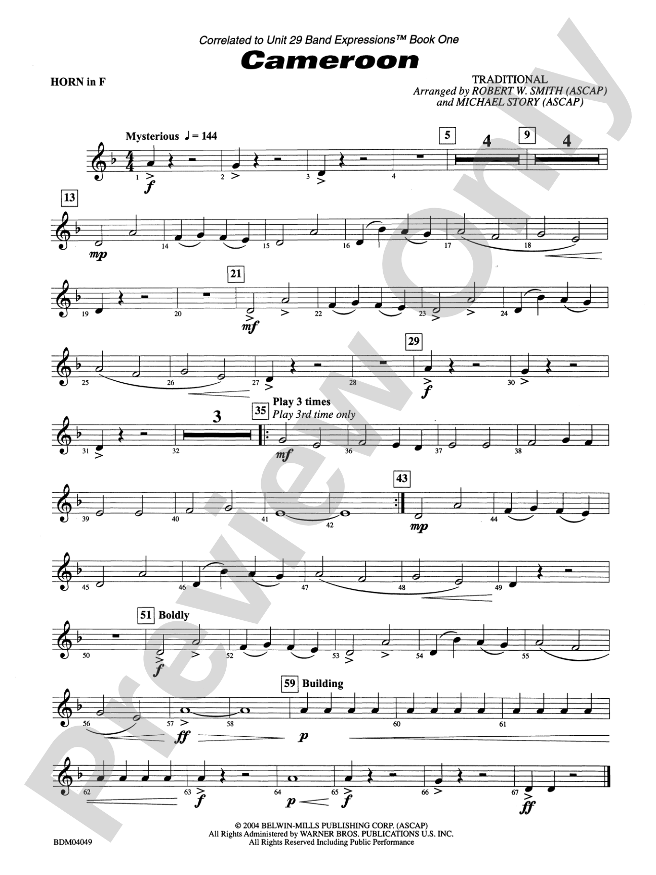 Cameroon: 1st F Horn