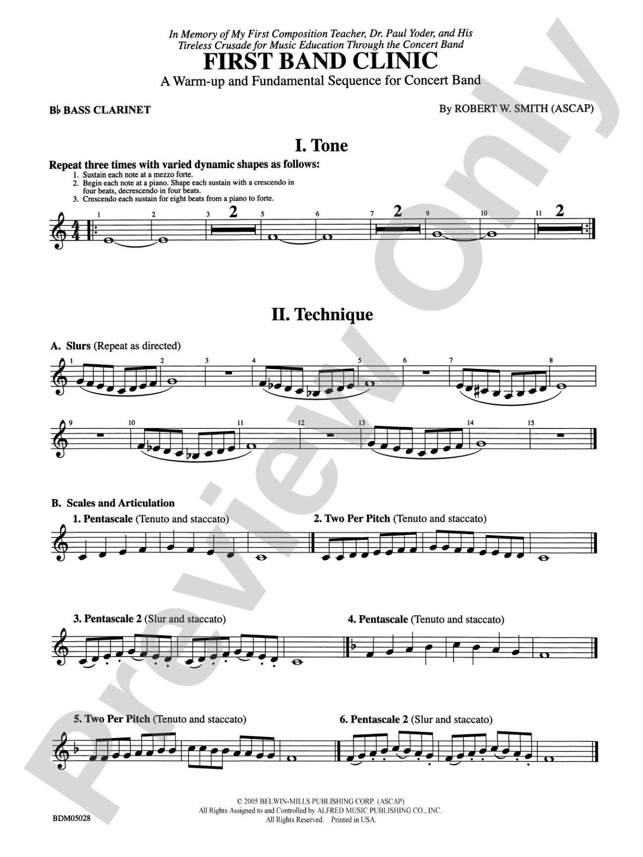 First Band Clinic (A Warm-Up and Fundamental Sequence for Concert Band): B-flat Bass Clarinet