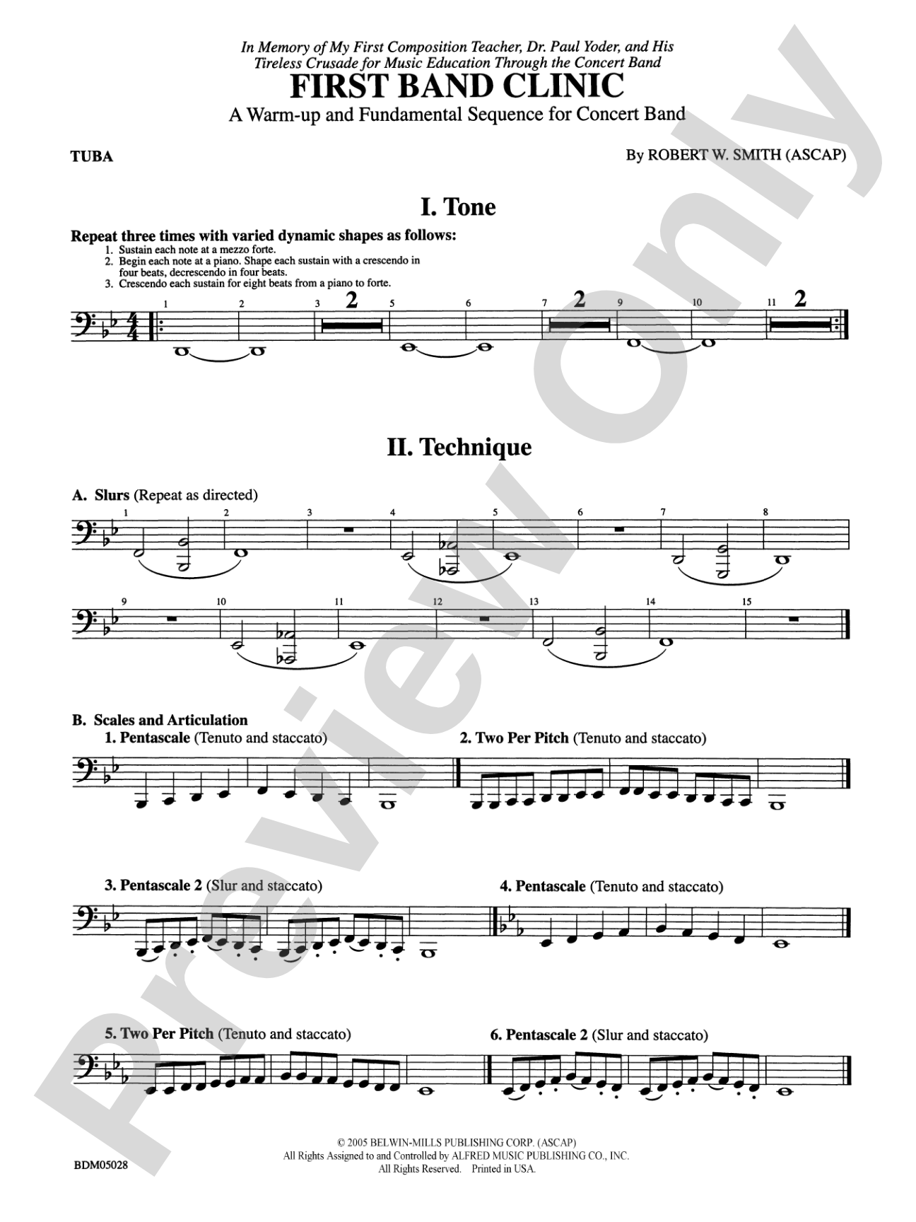 First Band Clinic (A Warm-Up and Fundamental Sequence for Concert Band): Tuba