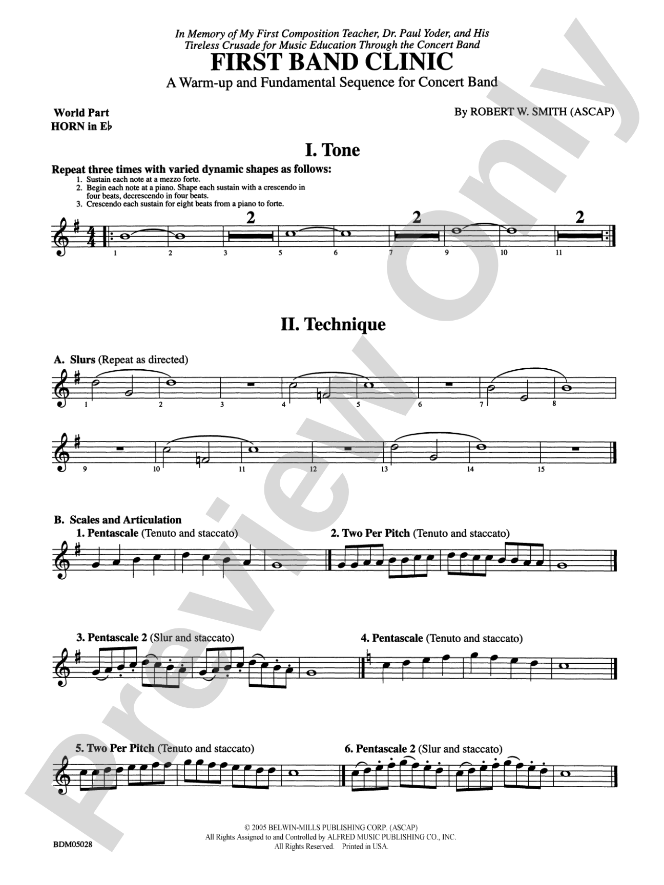 First Band Clinic (A Warm-Up and Fundamental Sequence for Concert Band): (wp) 1st Horn in E-flat