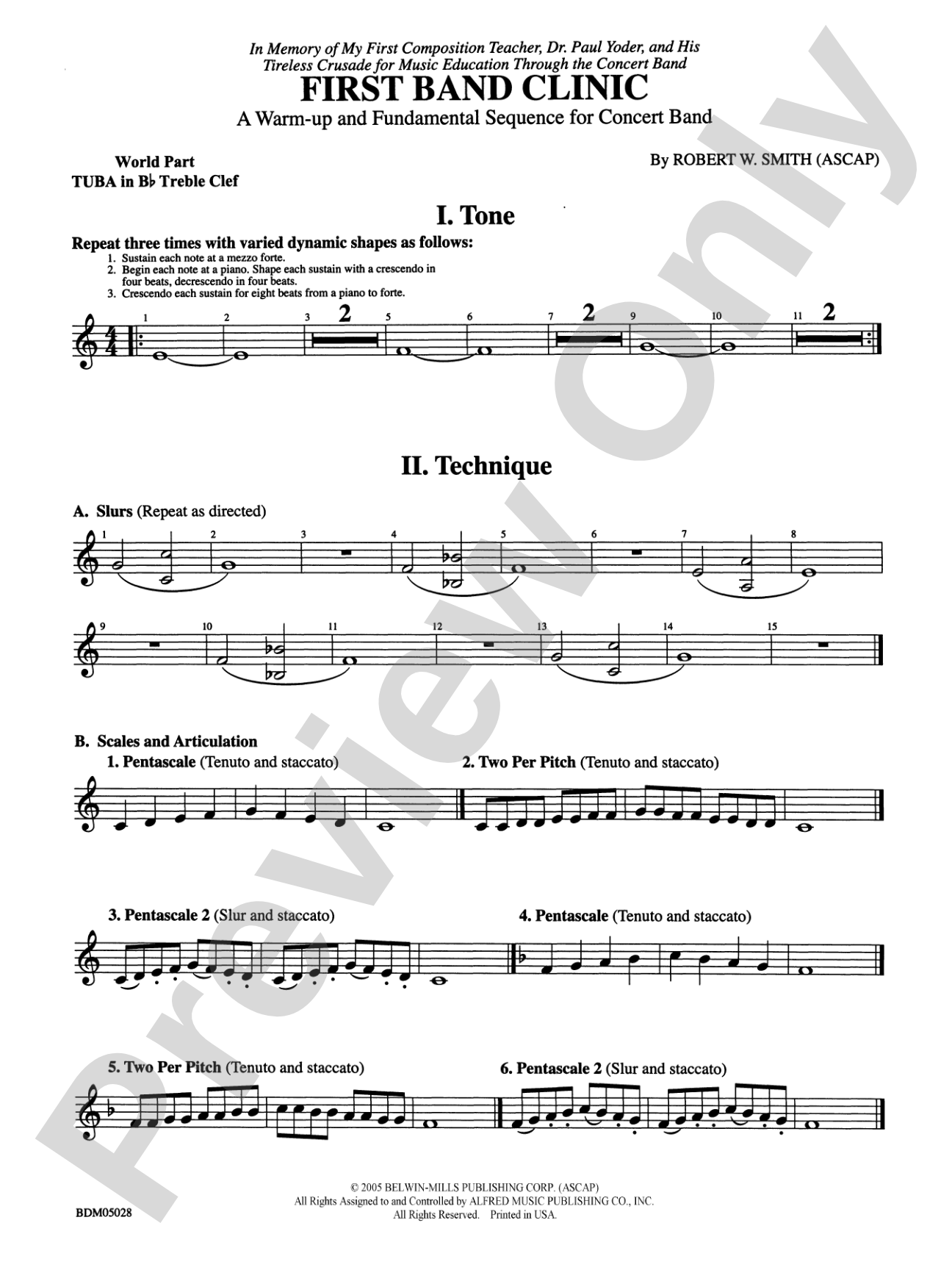 First Band Clinic (A Warm-Up and Fundamental Sequence for Concert Band): (wp) B-flat Tuba T.C.