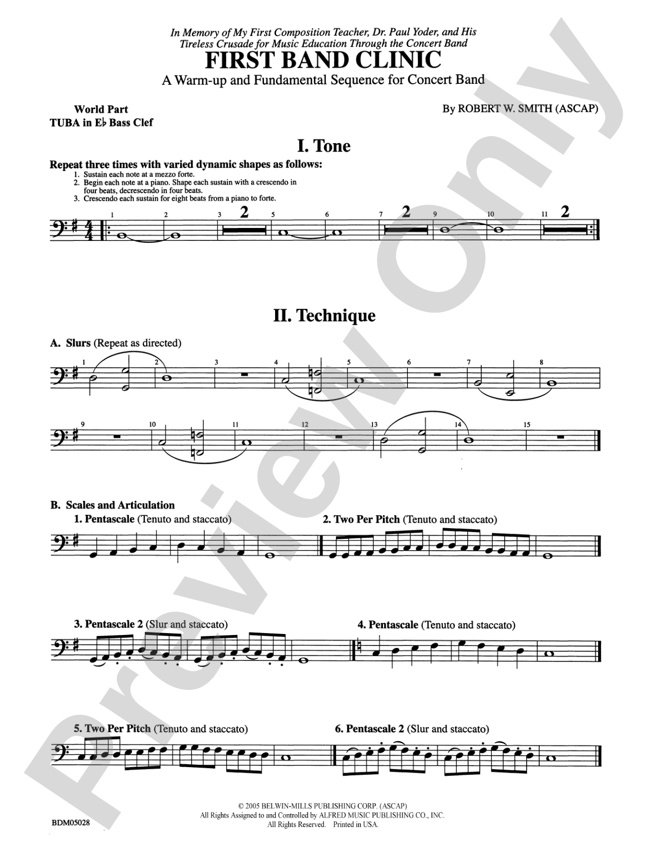 First Band Clinic (A Warm-Up and Fundamental Sequence for Concert Band): (wp) E-flat Tuba B.C.