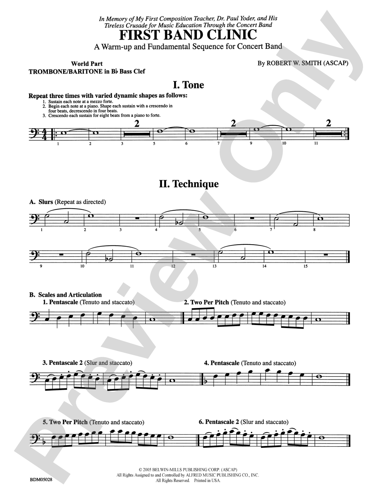 First Band Clinic (A Warm-Up and Fundamental Sequence for Concert Band): (wp) 1st B-flat Trombone B.C.