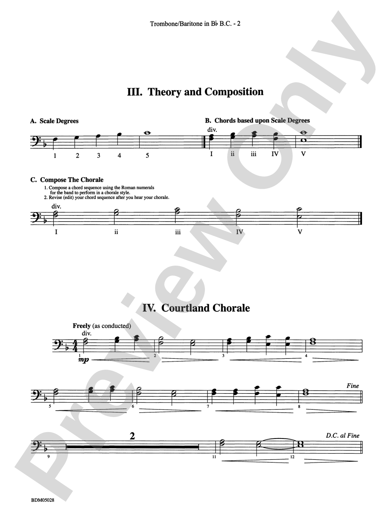 First Band Clinic (A Warm-Up and Fundamental Sequence for Concert Band): (wp) 1st B-flat Trombone B.C.