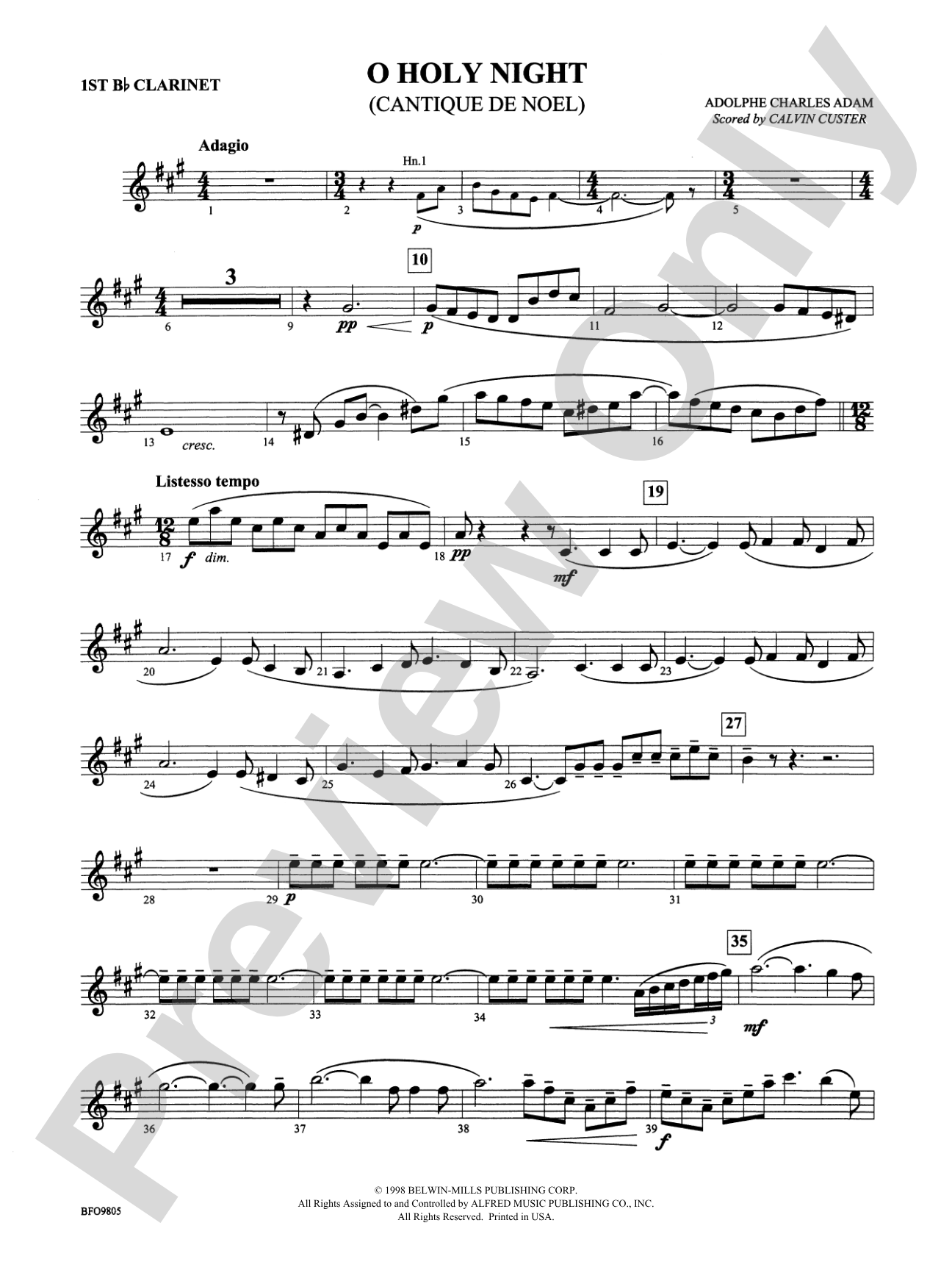O Holy Night: 1st B-flat Clarinet