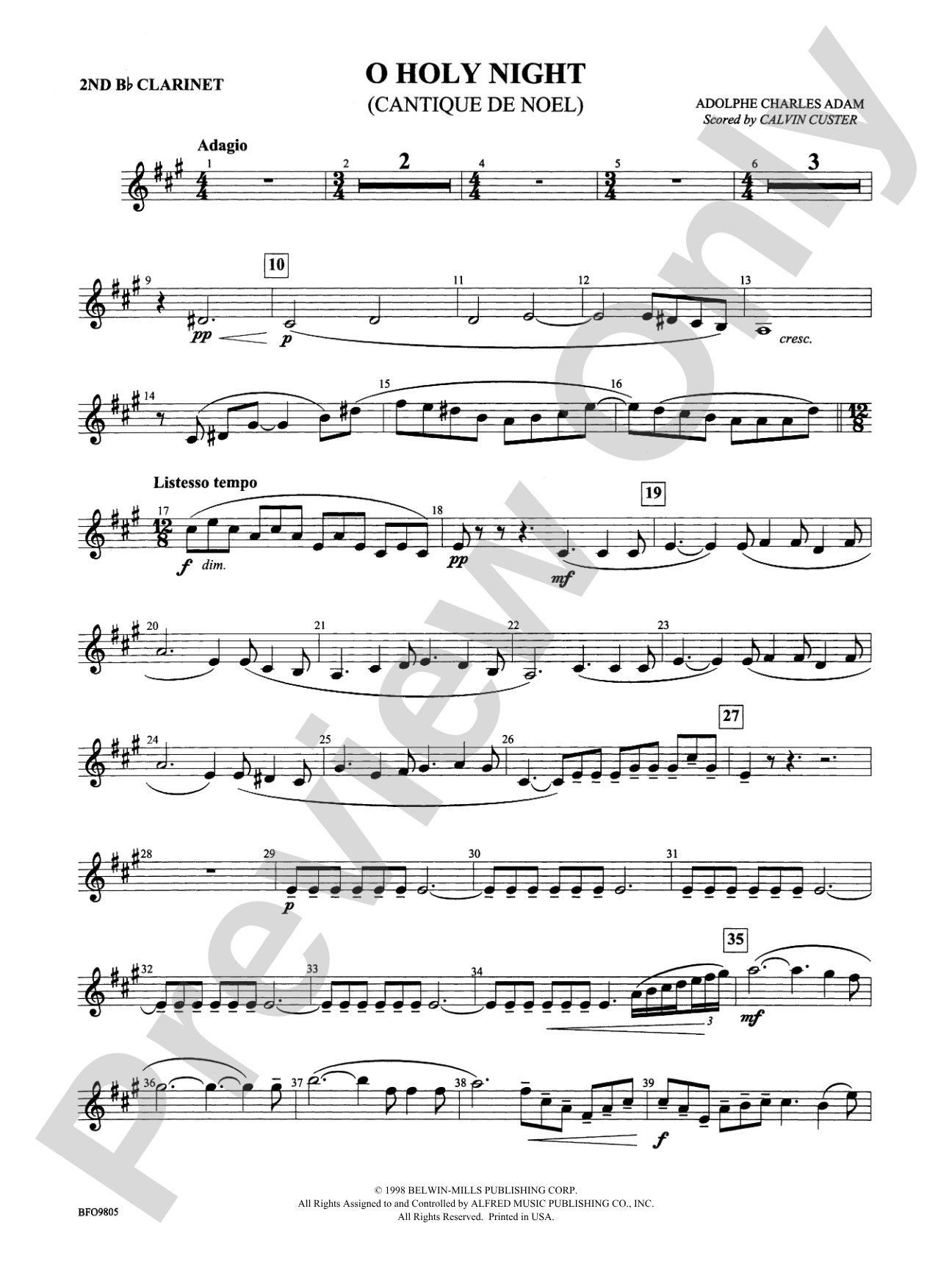 O Holy Night: 2nd B-flat Clarinet
