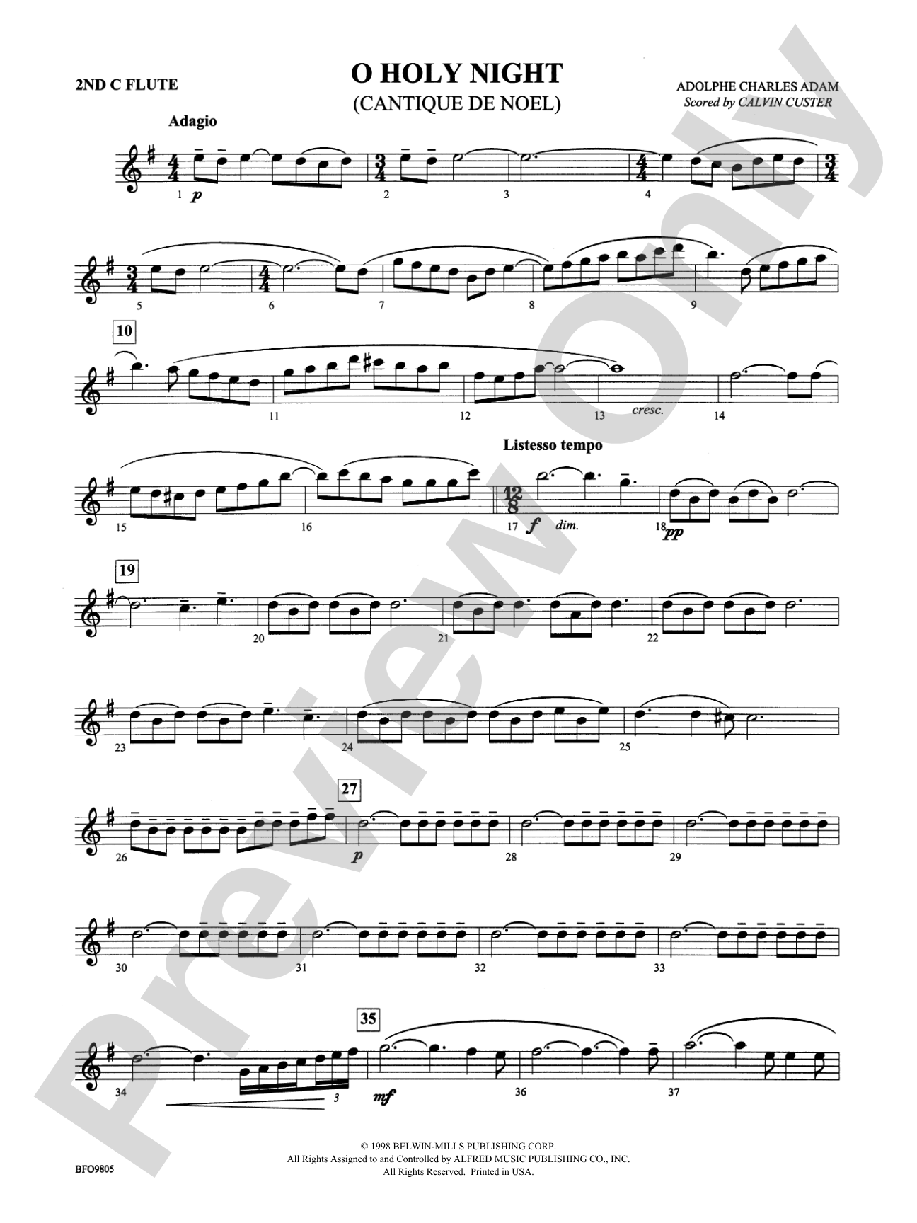 O Holy Night: 2nd Flute