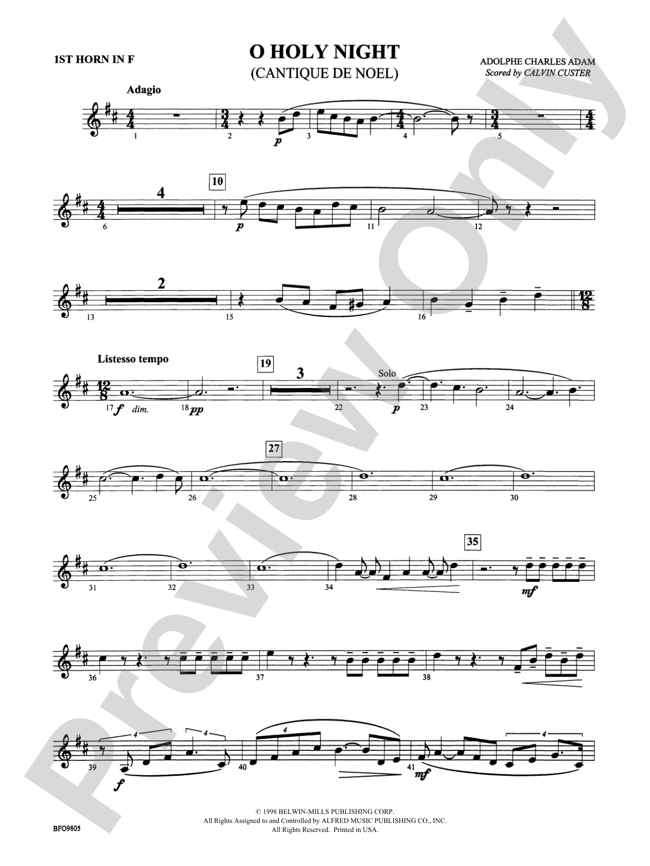 O Holy Night: 1st F Horn