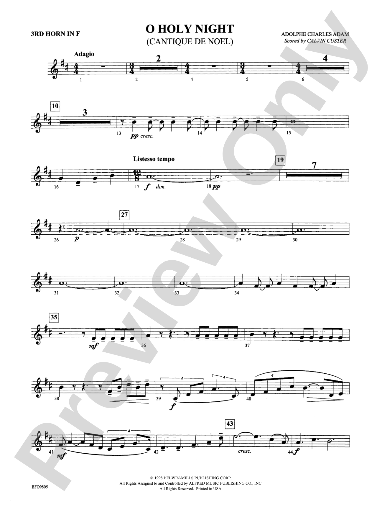 O Holy Night: 3rd F Horn