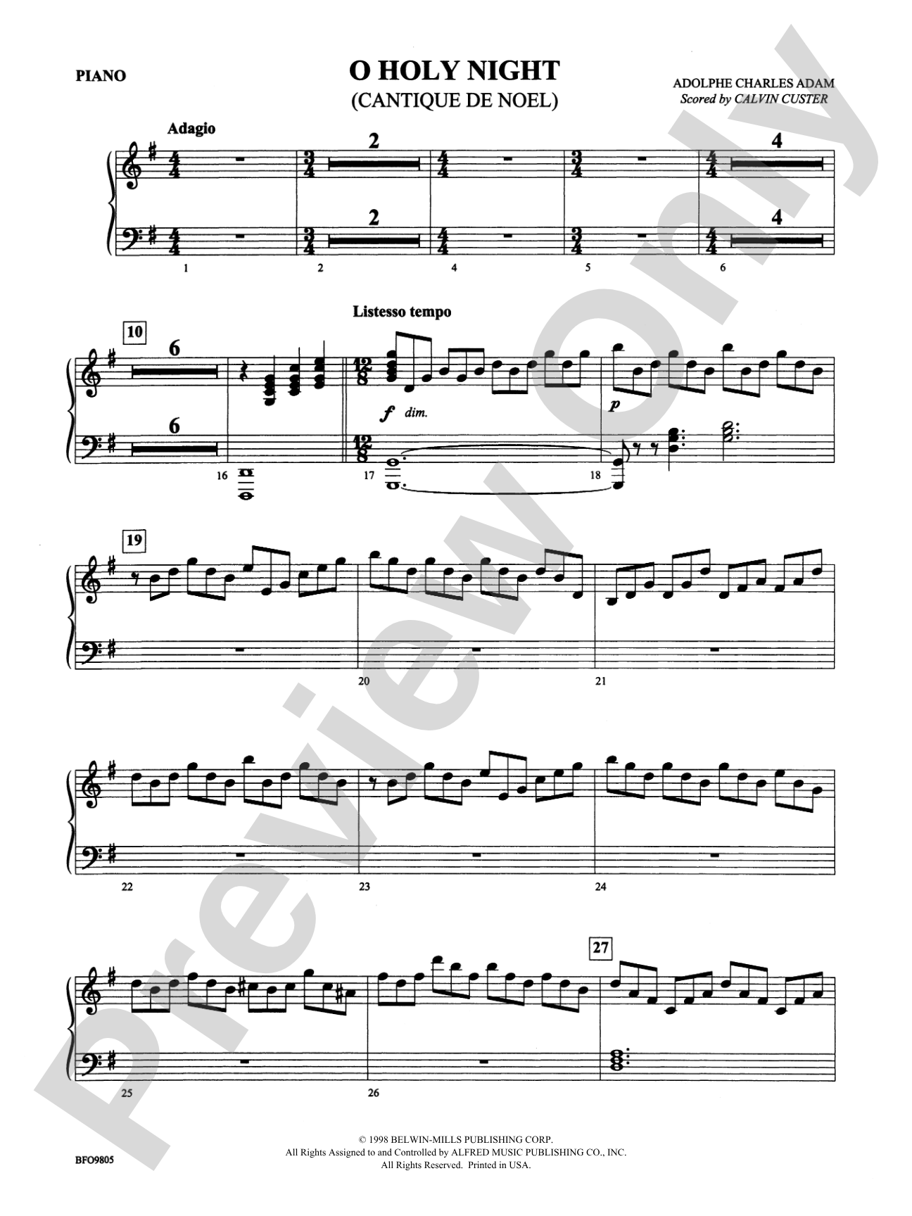 O Holy Night: Piano Accompaniment