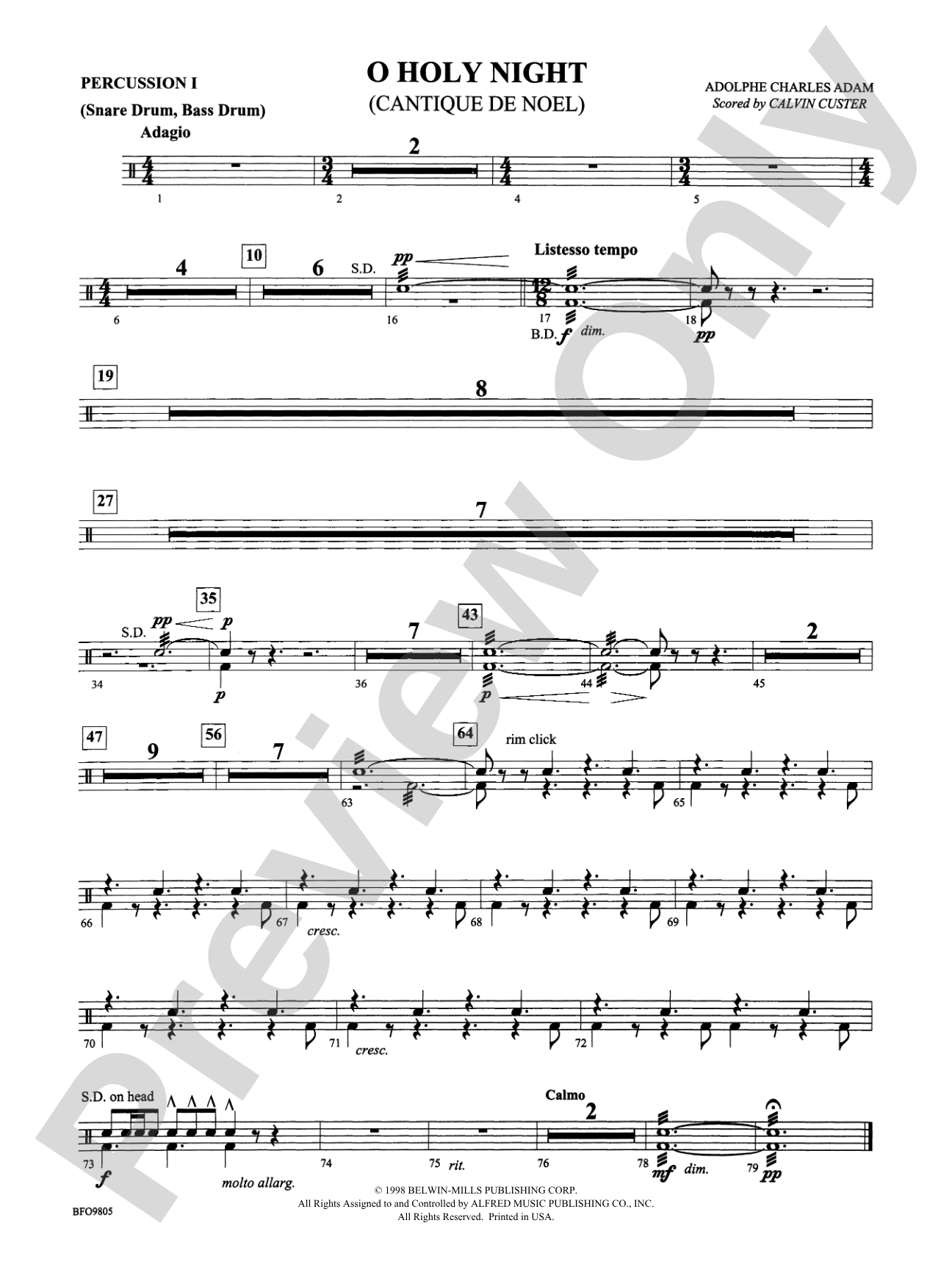 O Holy Night: 1st Percussion