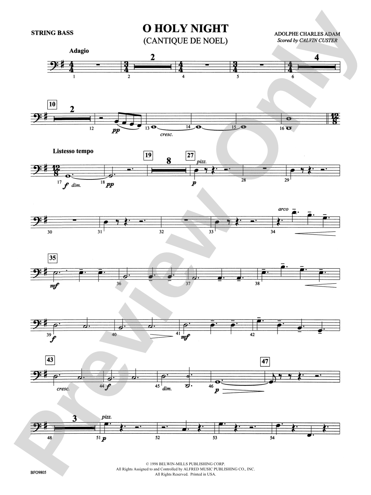 O Holy Night: String Bass