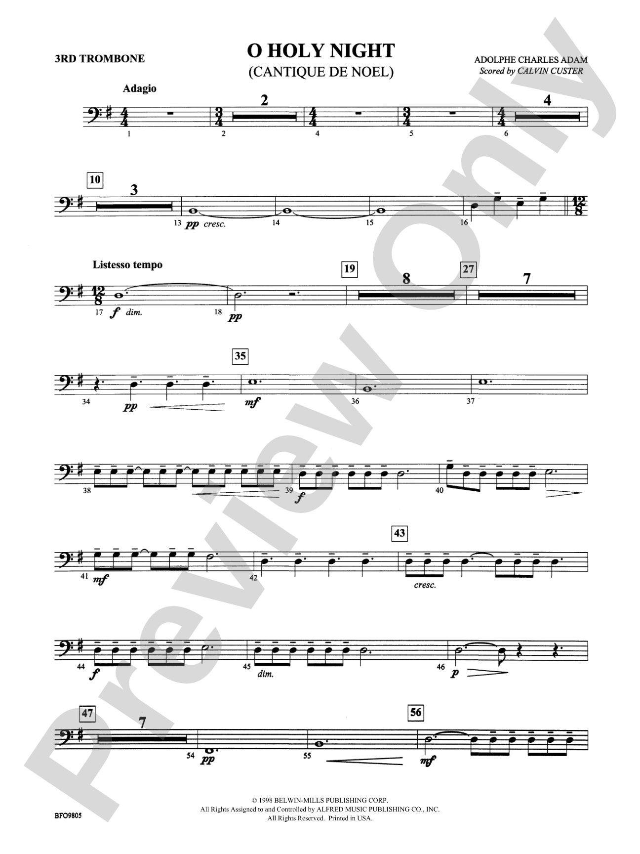 O Holy Night: 3rd Trombone