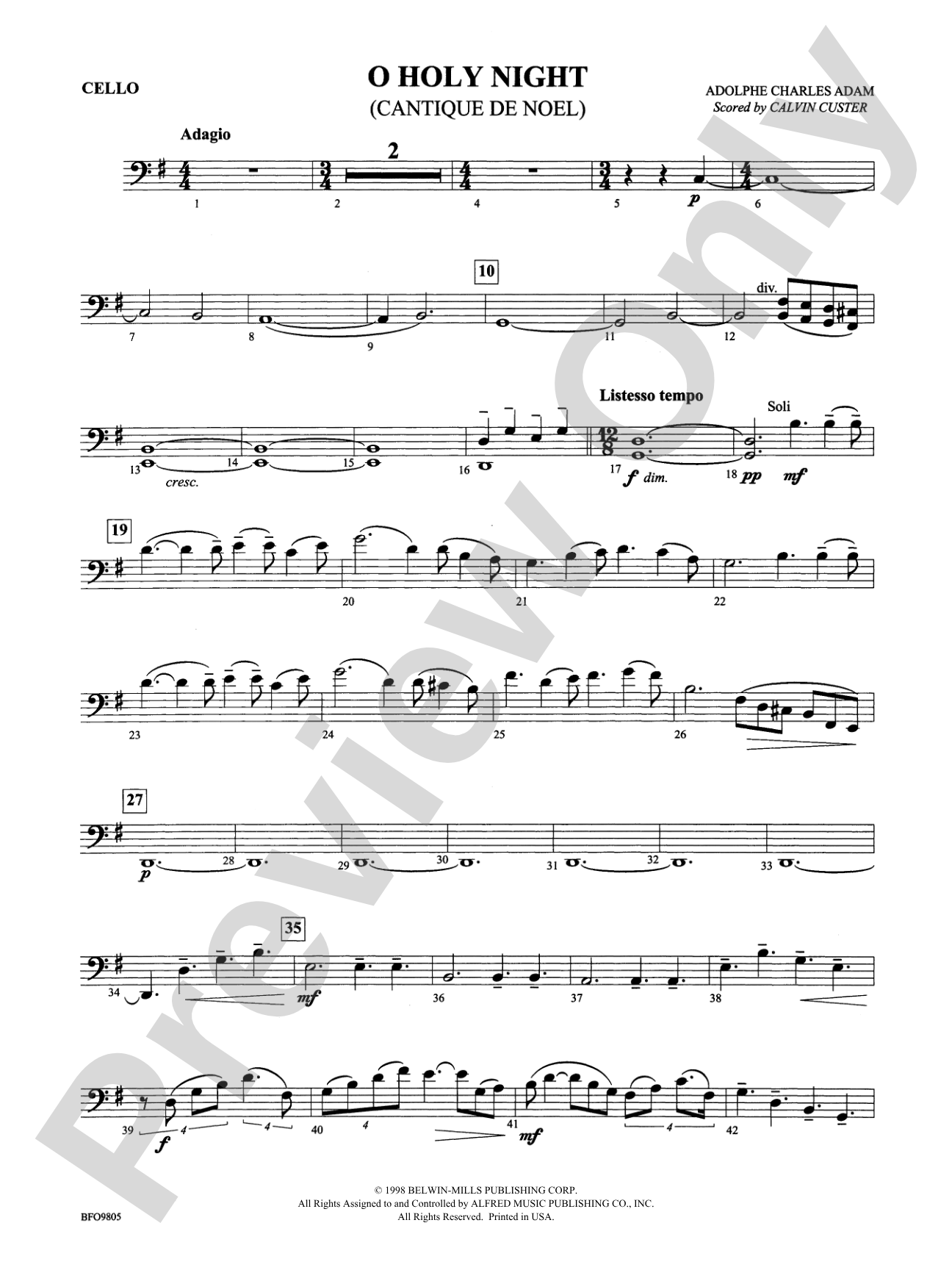 O Holy Night: Cello