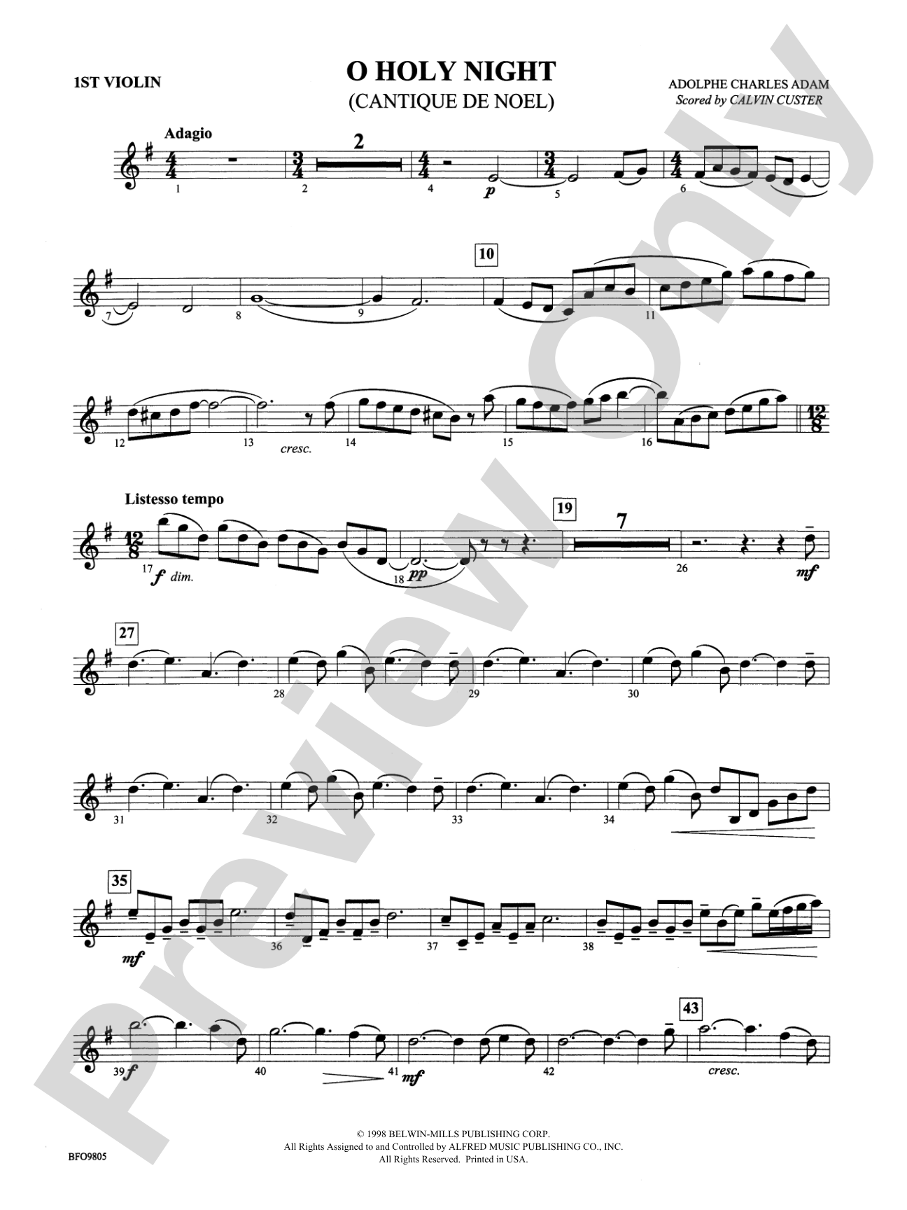 O Holy Night: 1st Violin