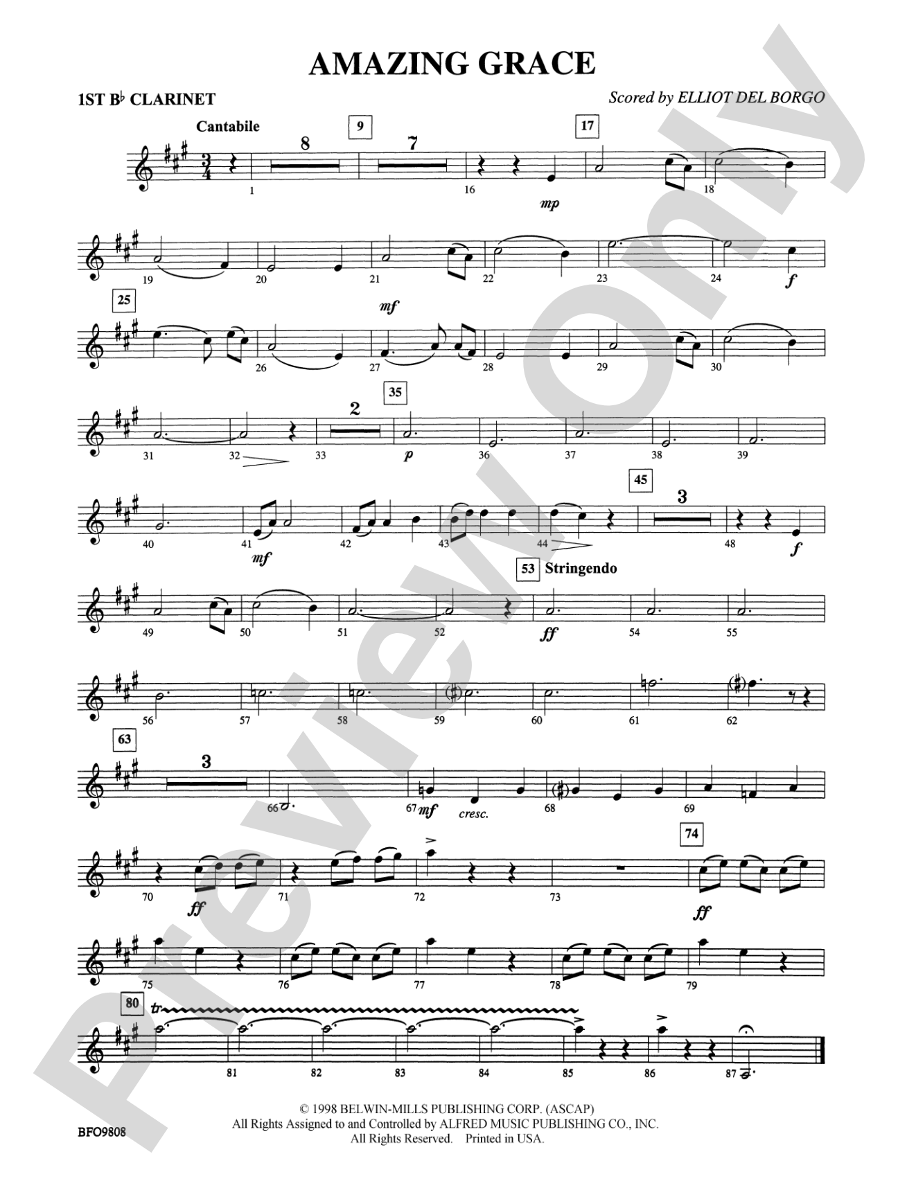 Amazing Grace: 1st B-flat Clarinet