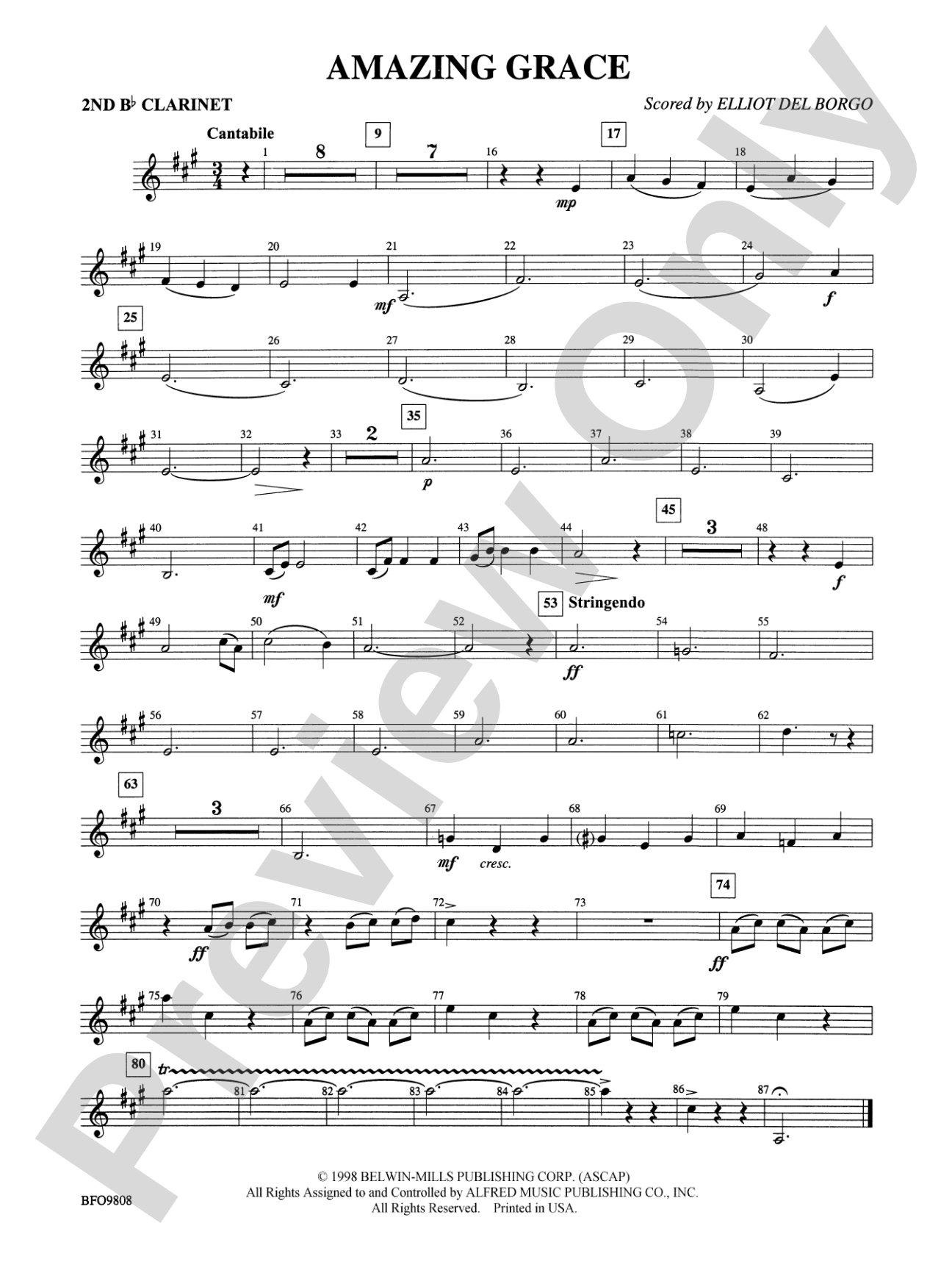 Amazing Grace: 2nd B-flat Clarinet