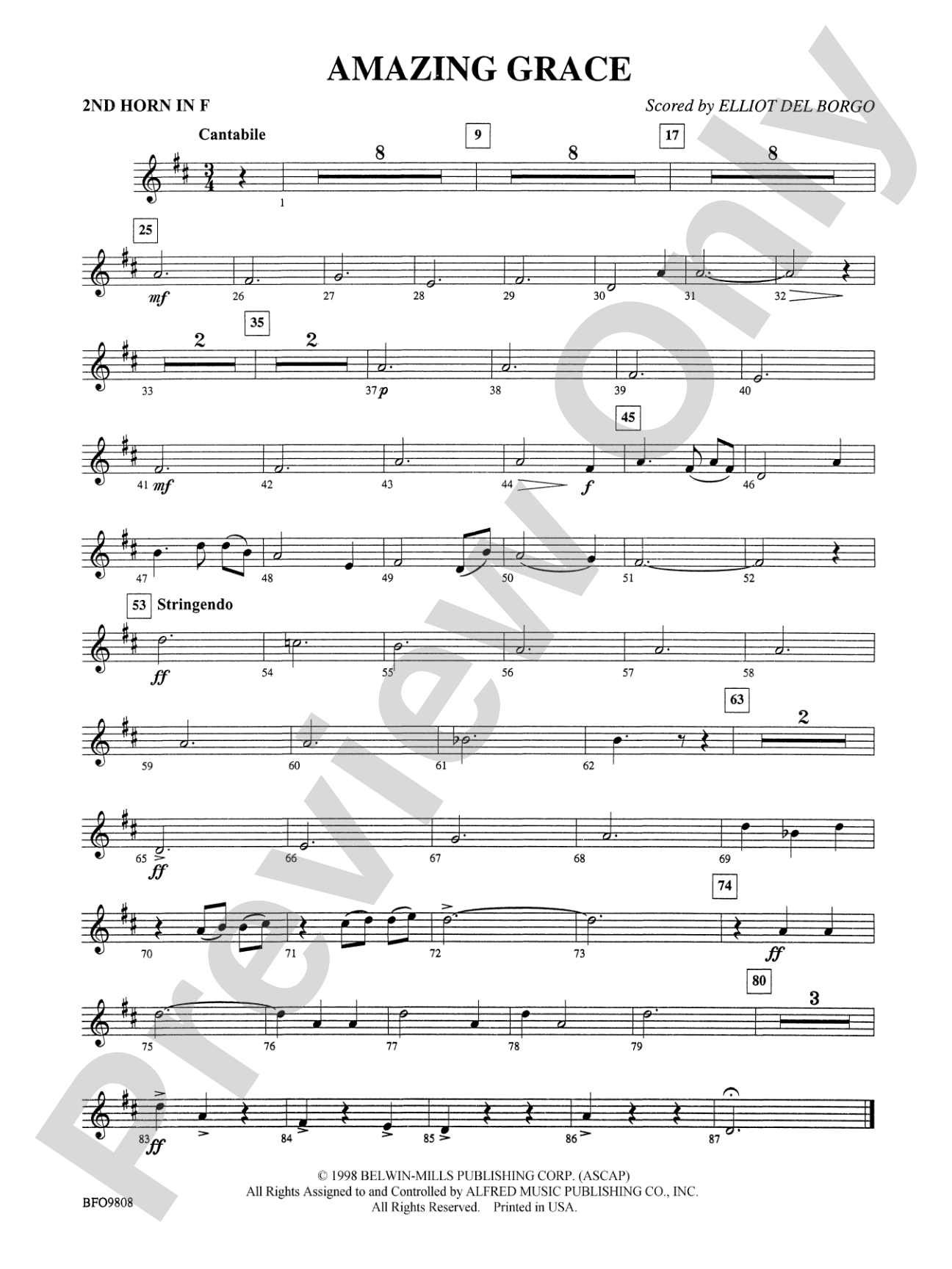 Amazing Grace: 2nd F Horn