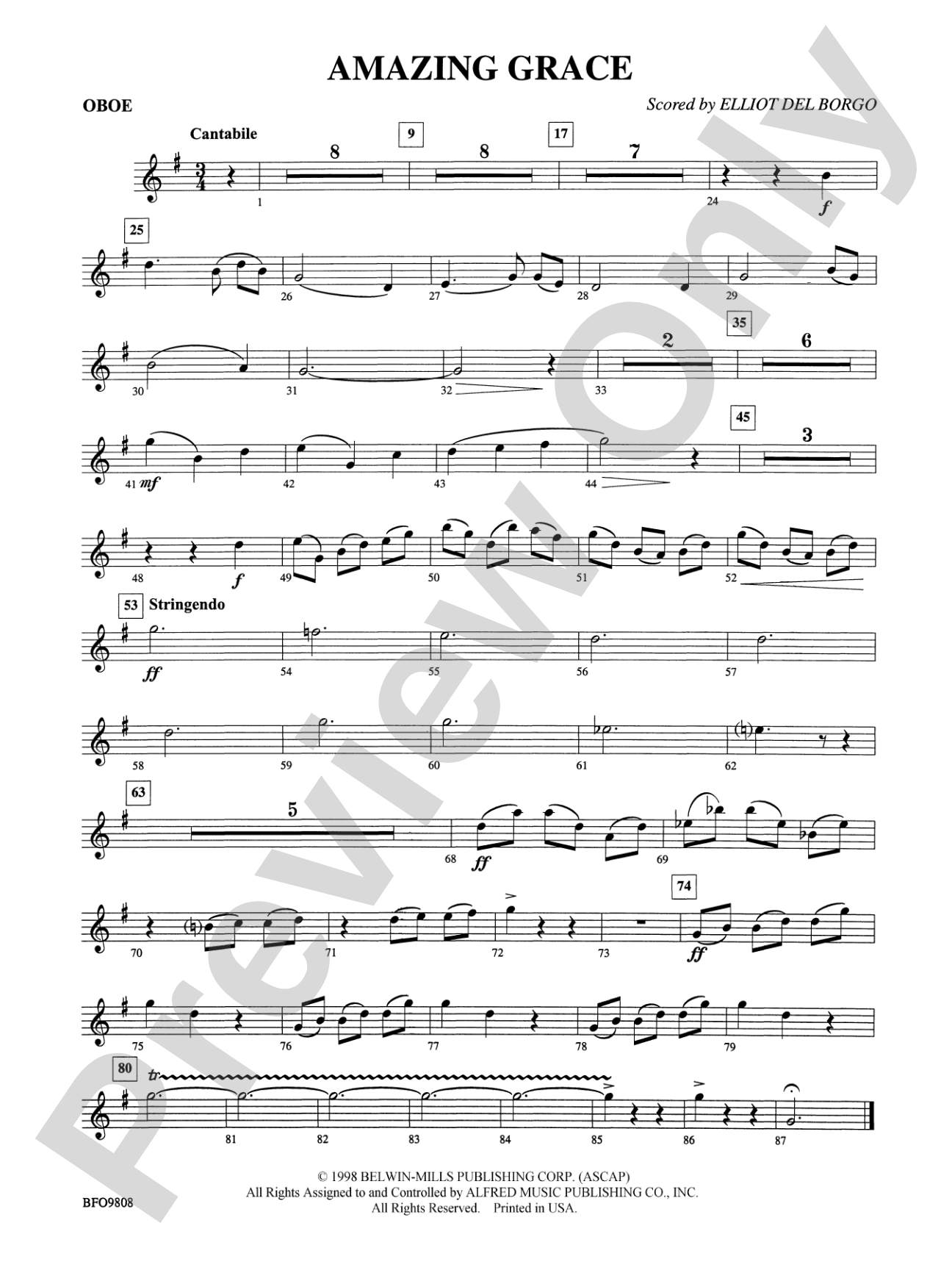 Amazing Grace: Oboe