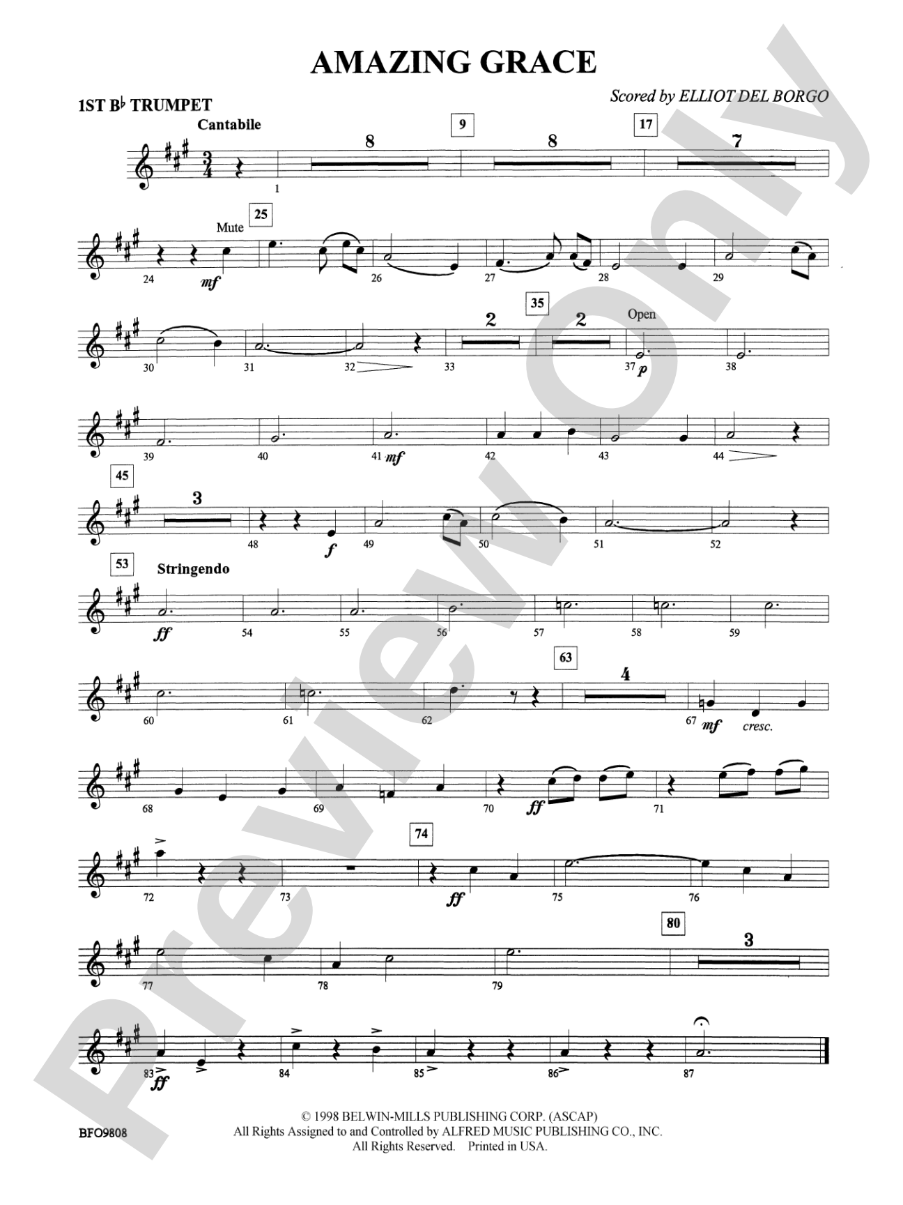 Amazing Grace: 1st B-flat Trumpet