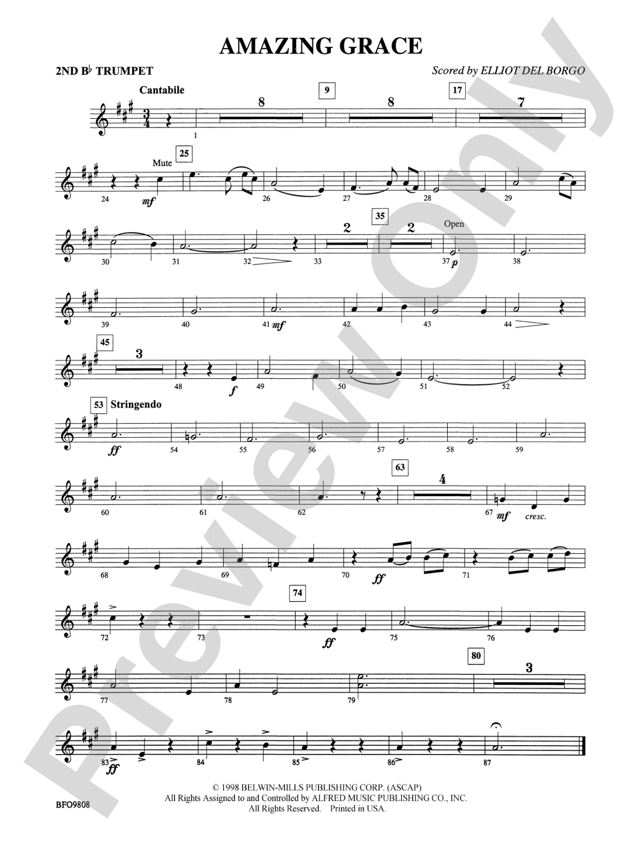 Amazing Grace: 2nd B-flat Trumpet