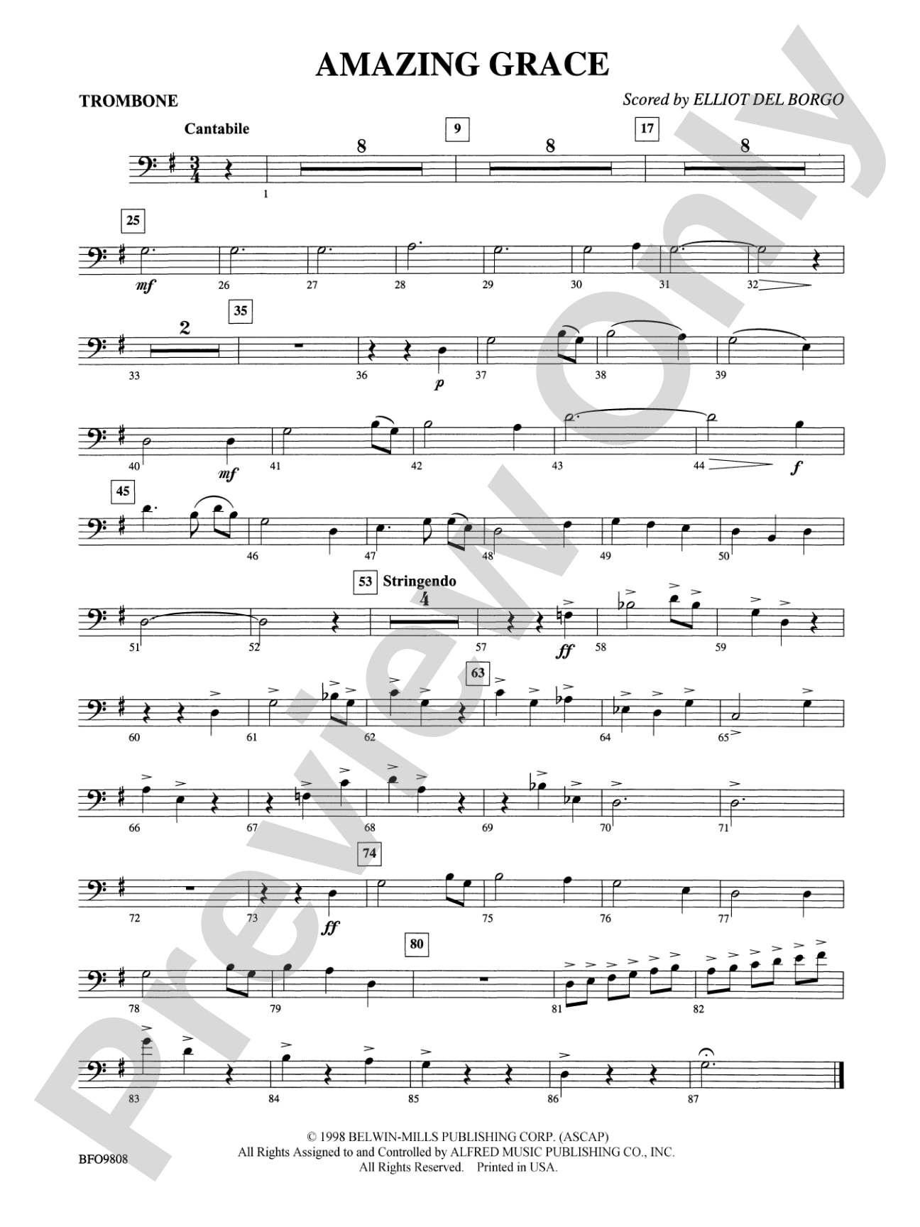 Amazing Grace: 1st Trombone