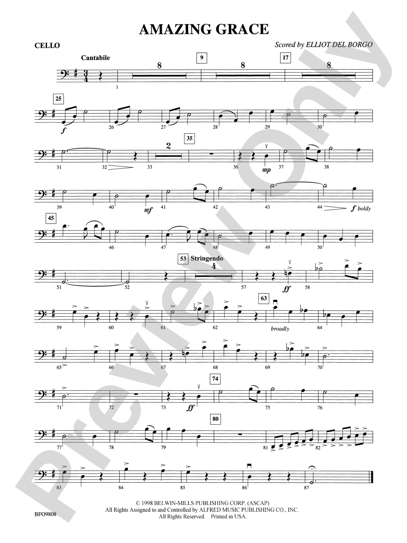 Amazing Grace: Cello