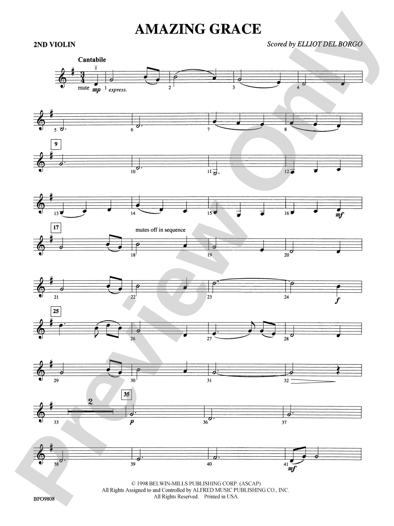 Amazing Grace: 2nd Violin