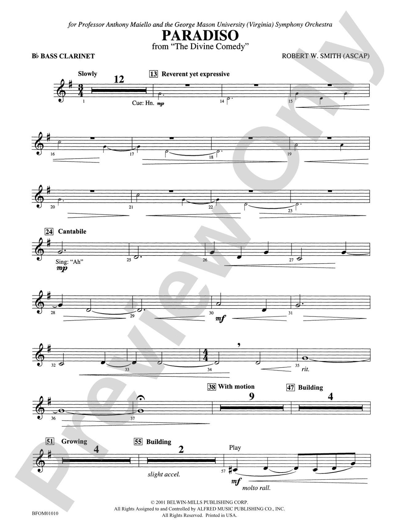 Paradiso (from The Divine Comedy): B-flat Bass Clarinet
