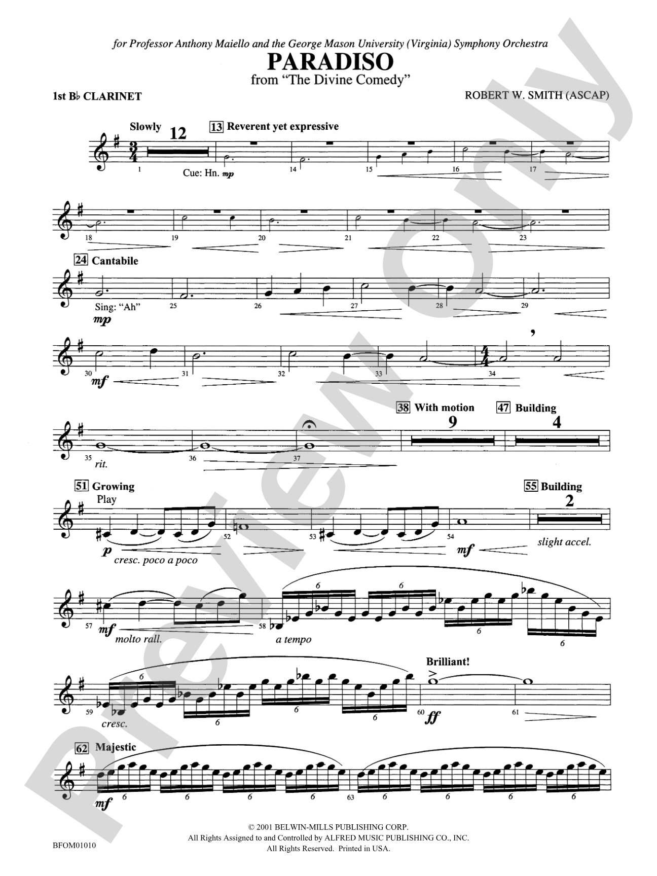 Paradiso (from The Divine Comedy): 1st B-flat Clarinet