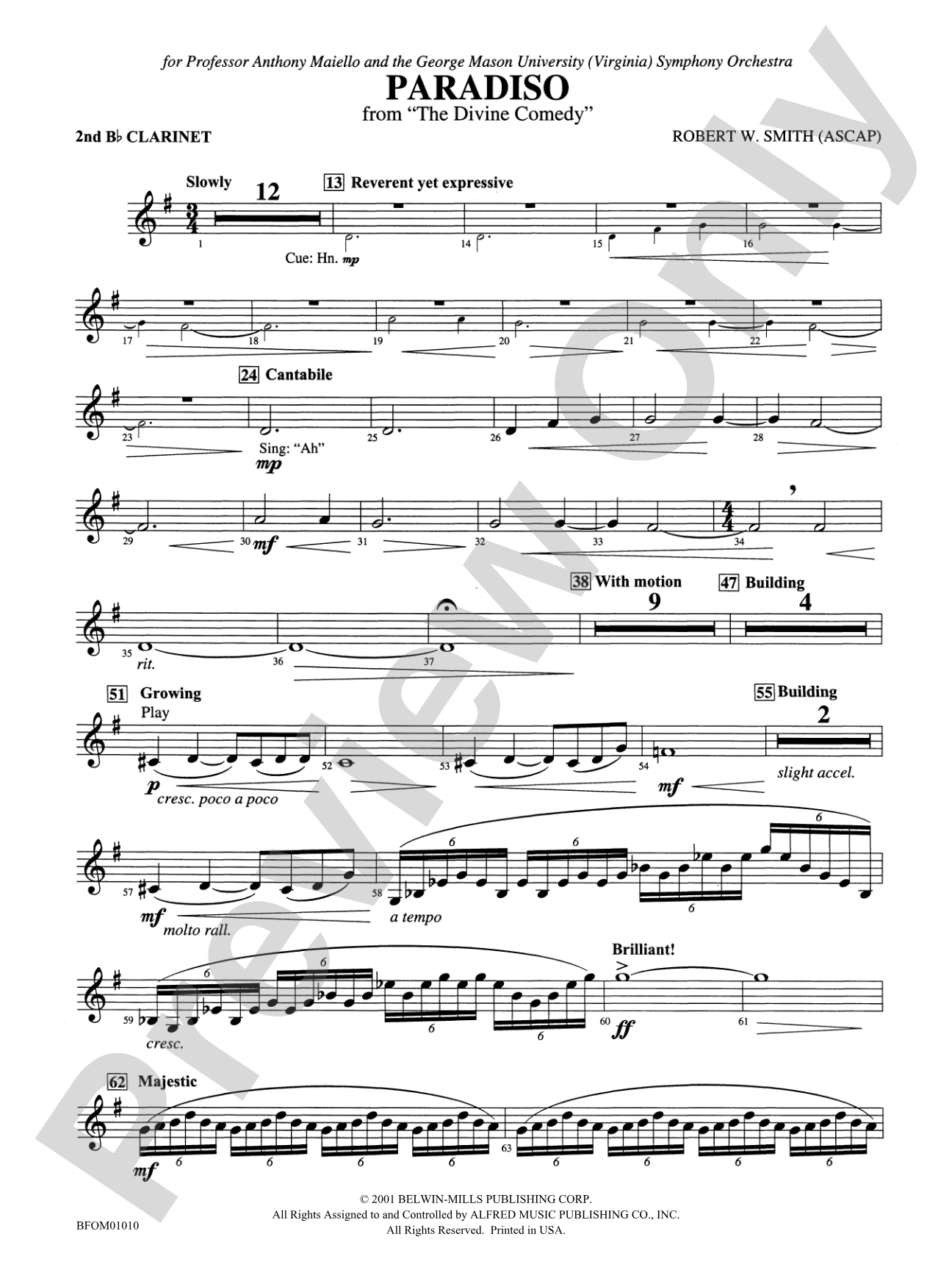 Paradiso (from The Divine Comedy): 2nd B-flat Clarinet