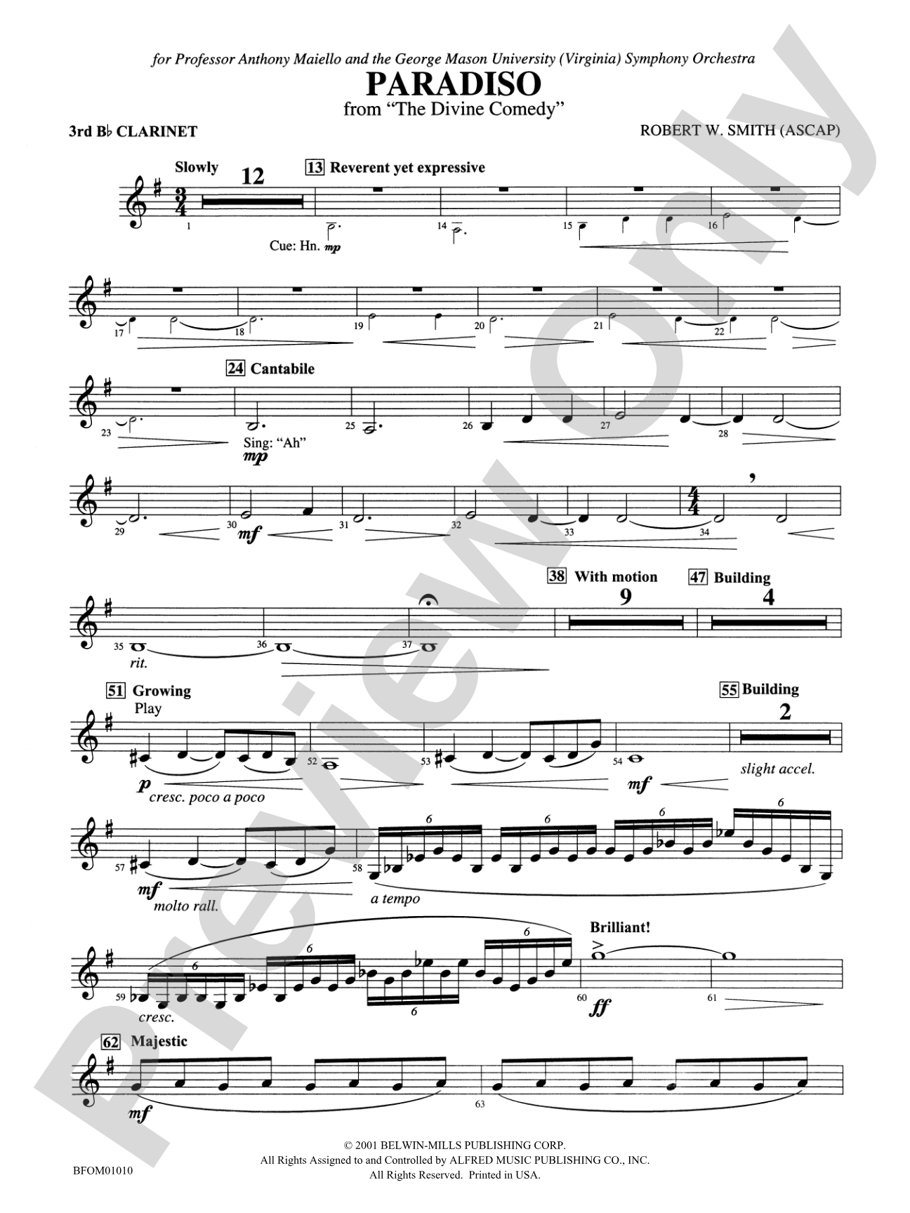 Paradiso (from The Divine Comedy): 3rd B-flat Clarinet