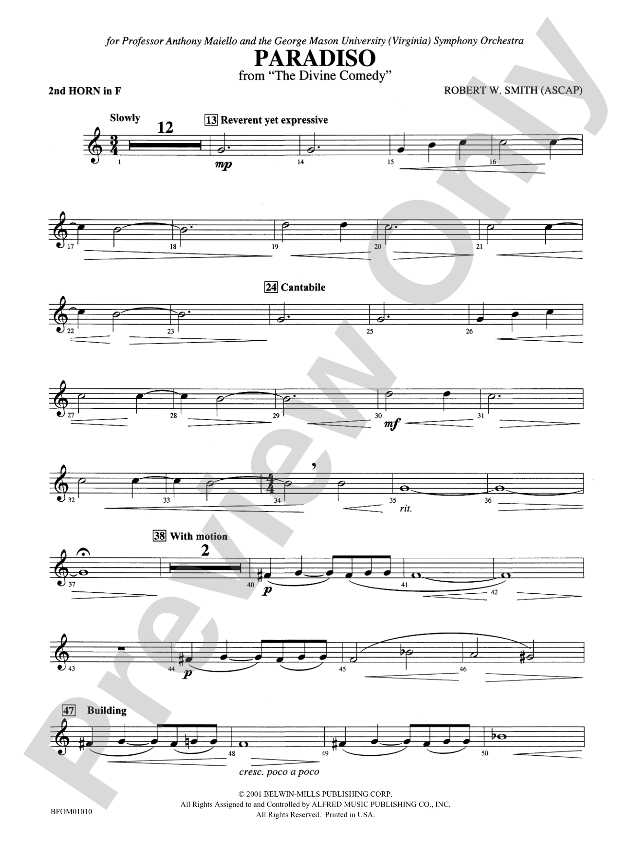 Paradiso (from The Divine Comedy): 2nd F Horn