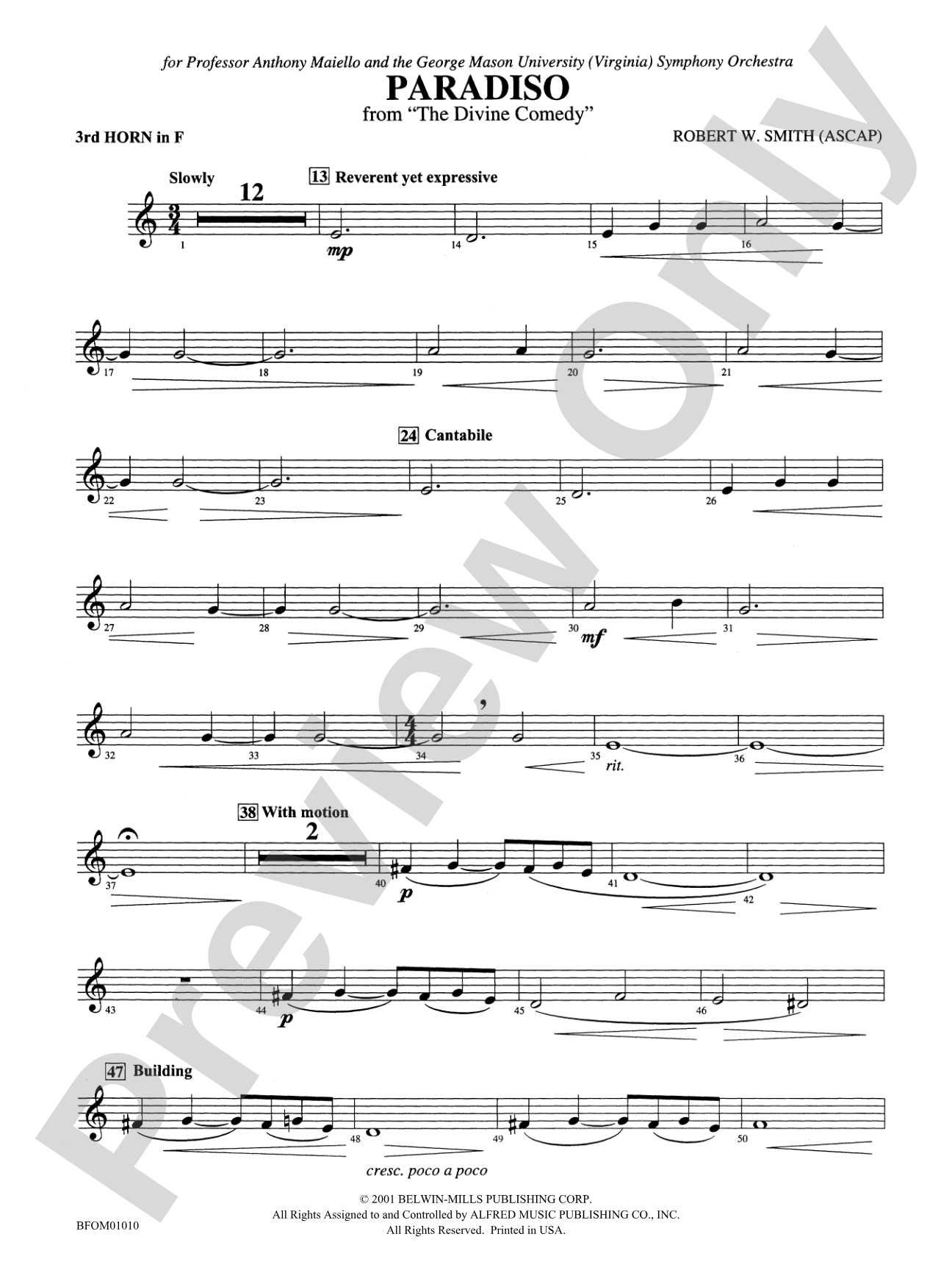 Paradiso (from The Divine Comedy): 3rd F Horn