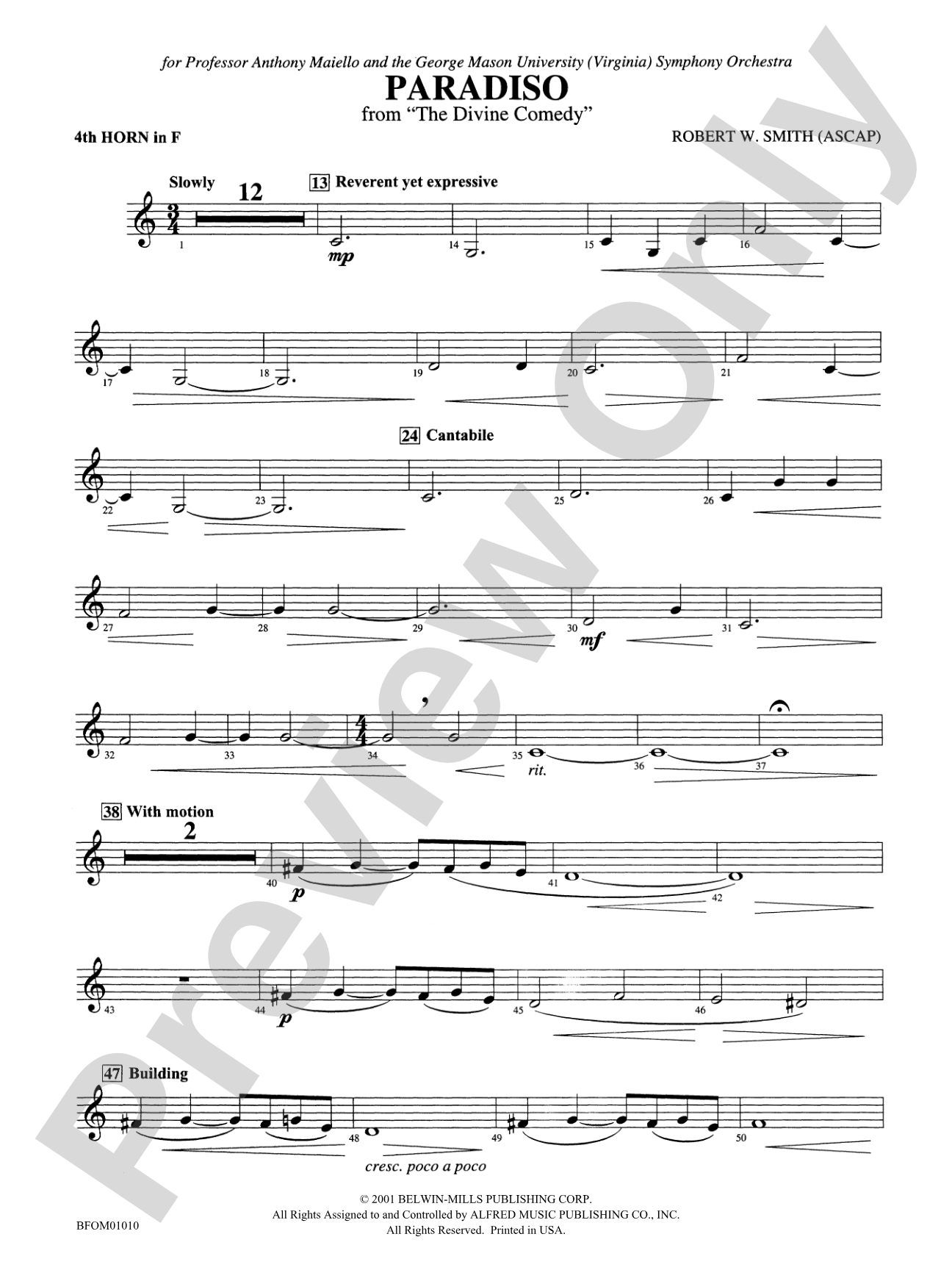 Paradiso (from The Divine Comedy): 4th F Horn