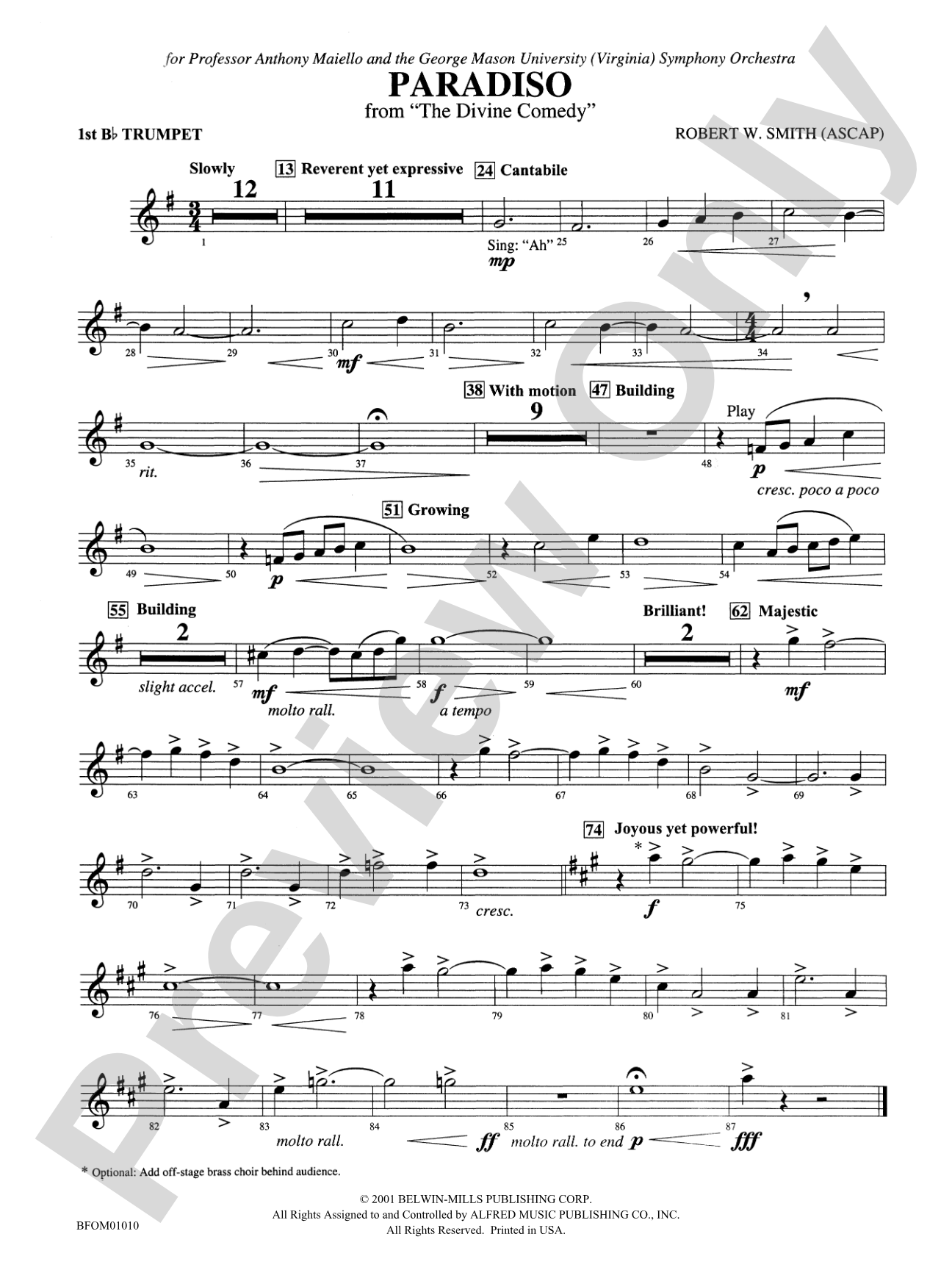 Paradiso (from The Divine Comedy): 1st B-flat Trumpet
