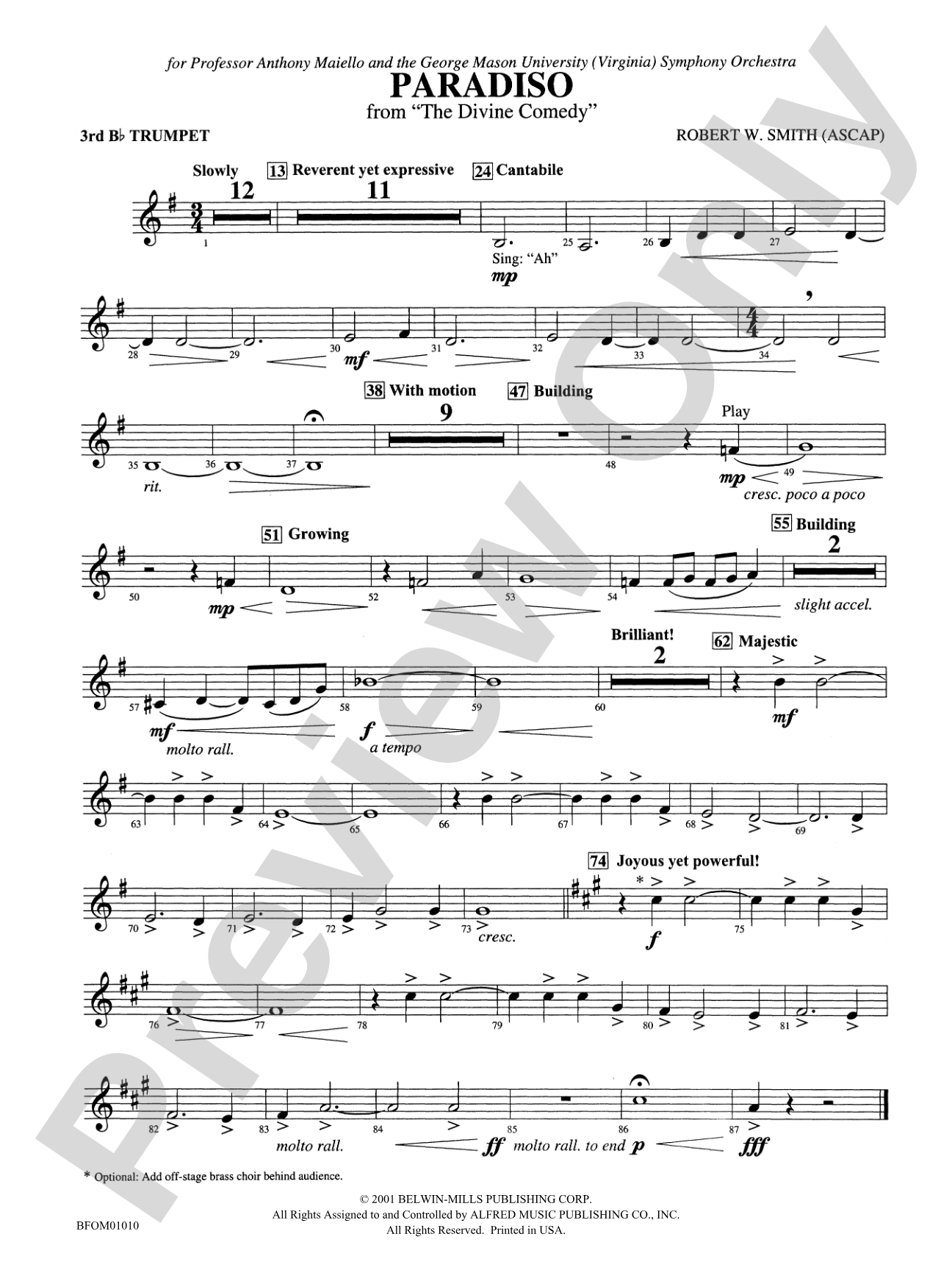 Paradiso (from The Divine Comedy): 3rd B-flat Trumpet