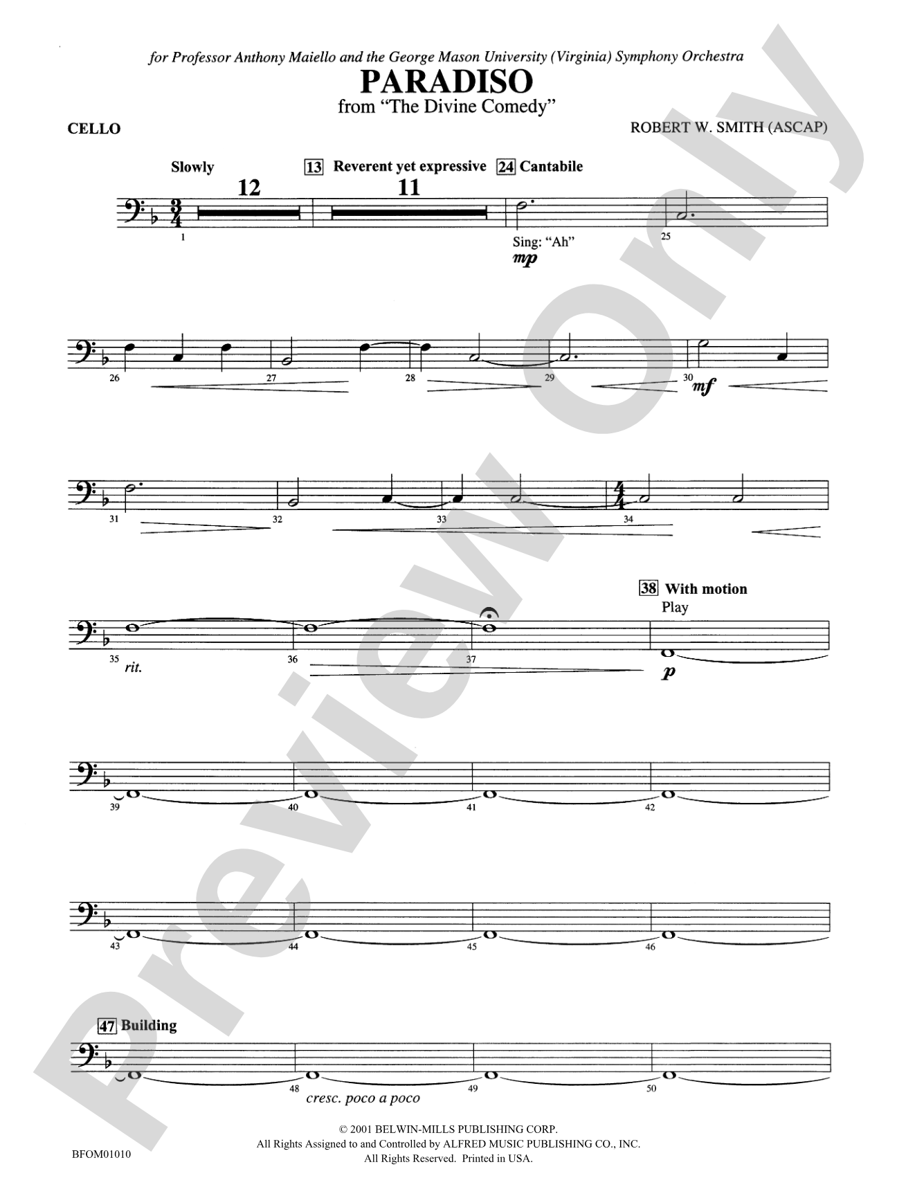 Paradiso (from The Divine Comedy): Cello