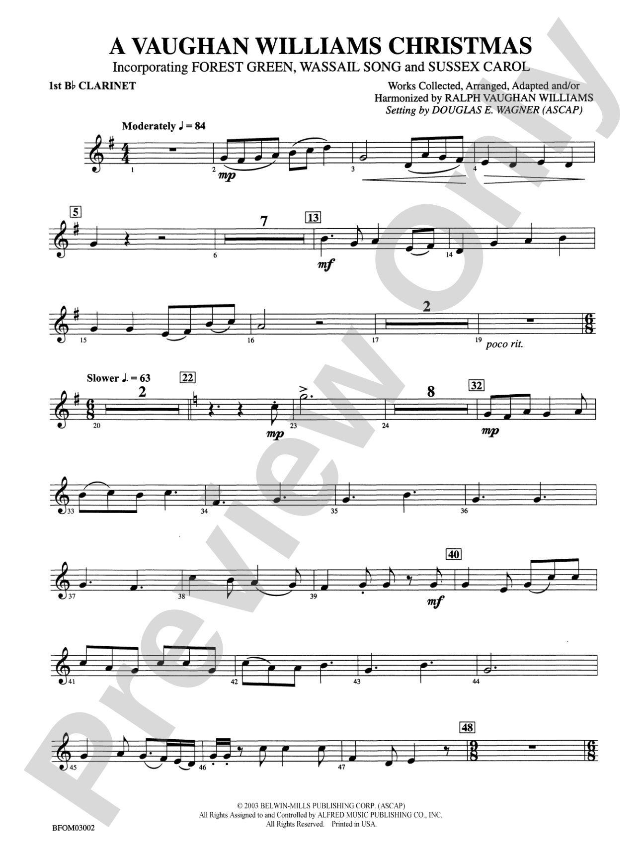 A Vaughan Williams Christmas: 1st B-flat Clarinet