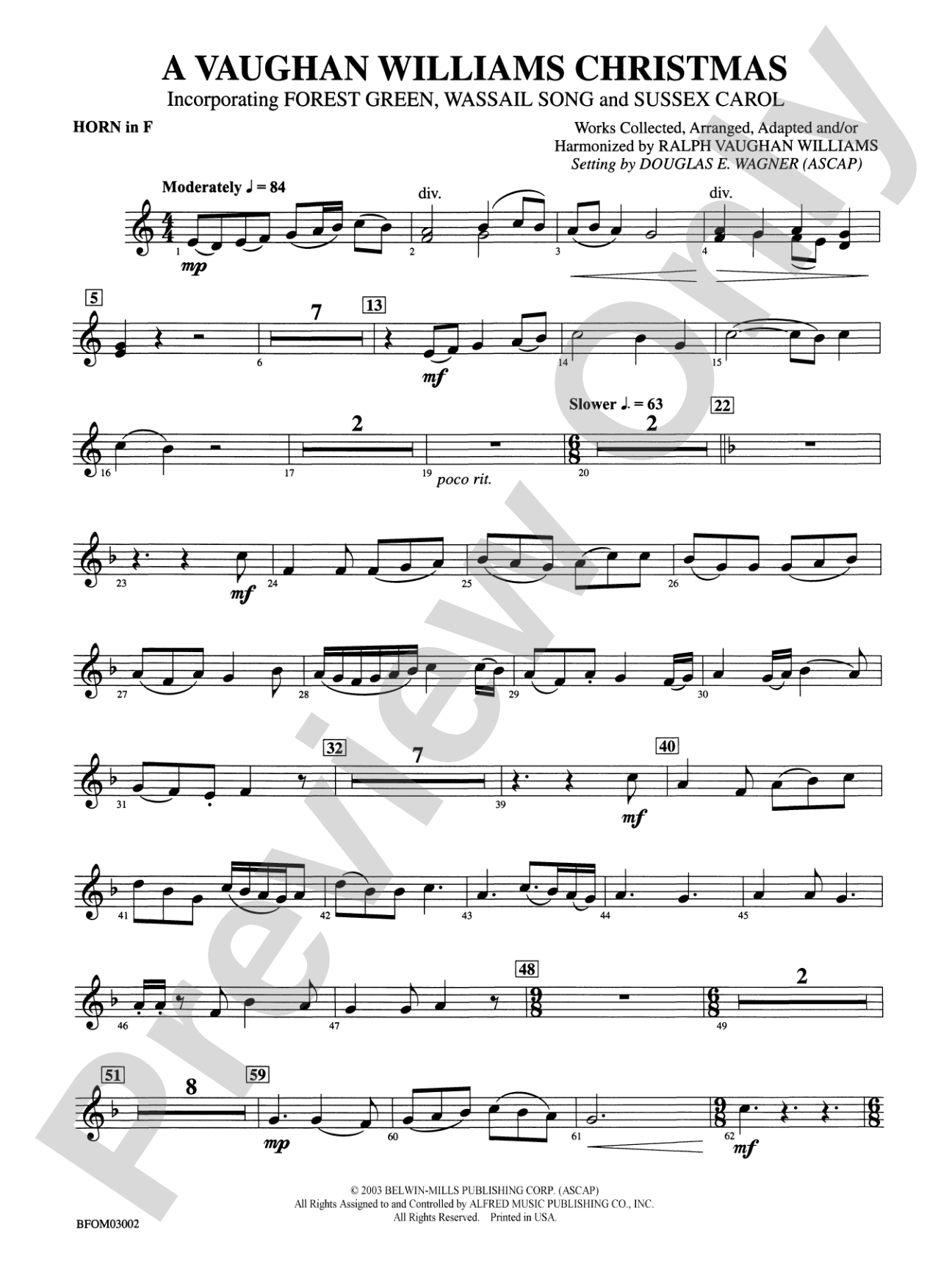 A Vaughan Williams Christmas: 1st F Horn